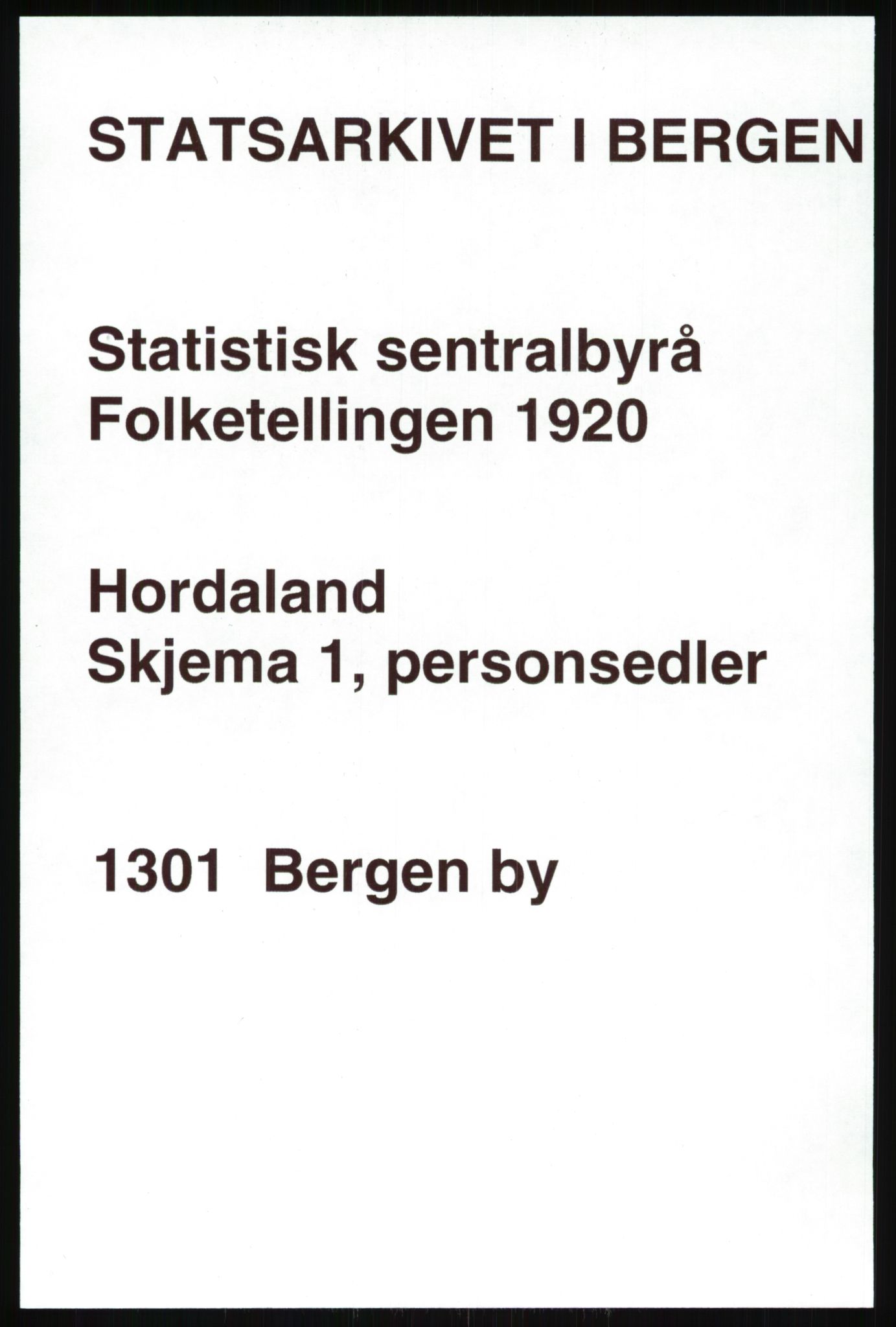 SAB, 1920 census for Bergen, 1920, p. 223652