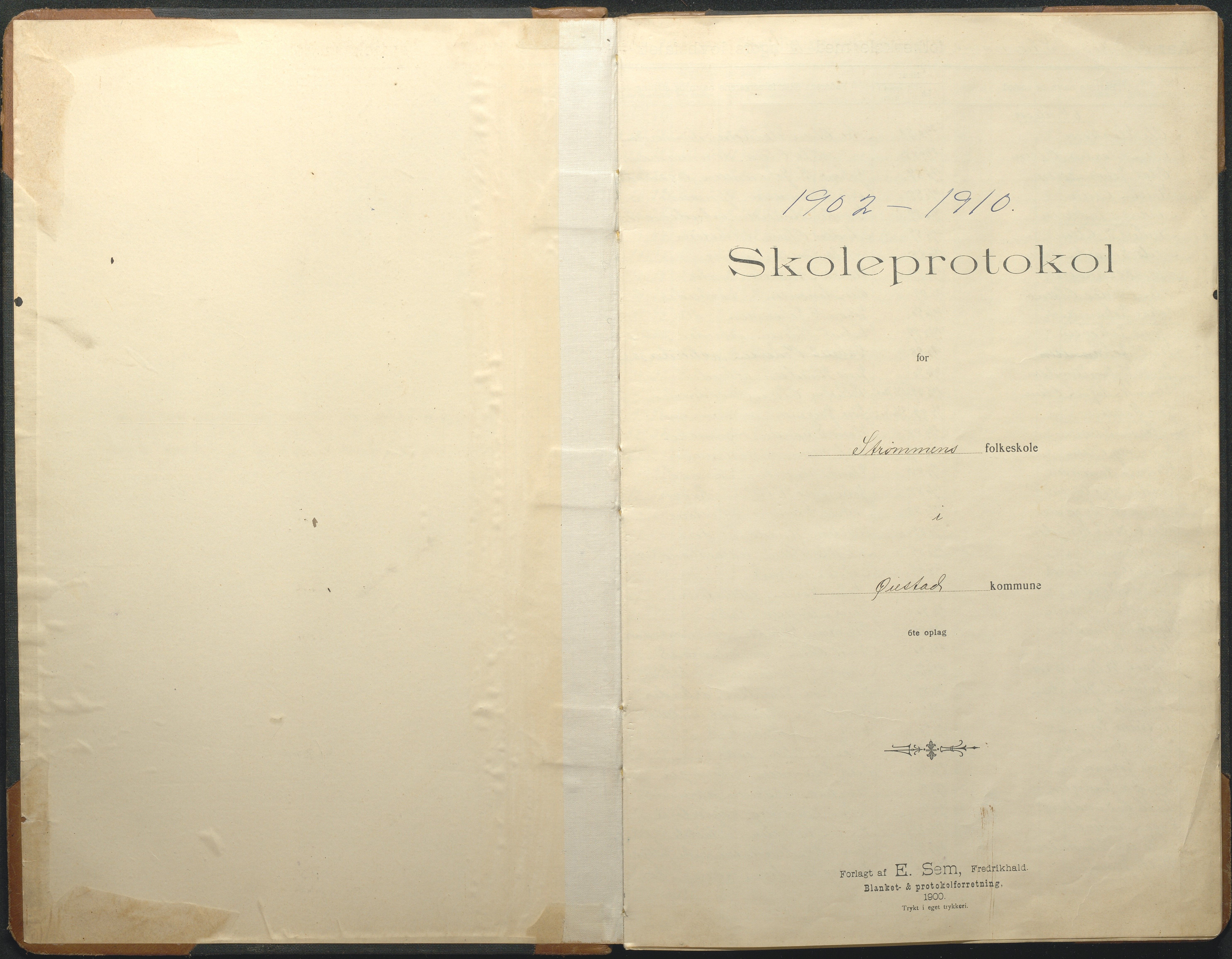 Øyestad kommune frem til 1979, AAKS/KA0920-PK/06/06G/L0010: Skoleprotokoll, 1902-1910