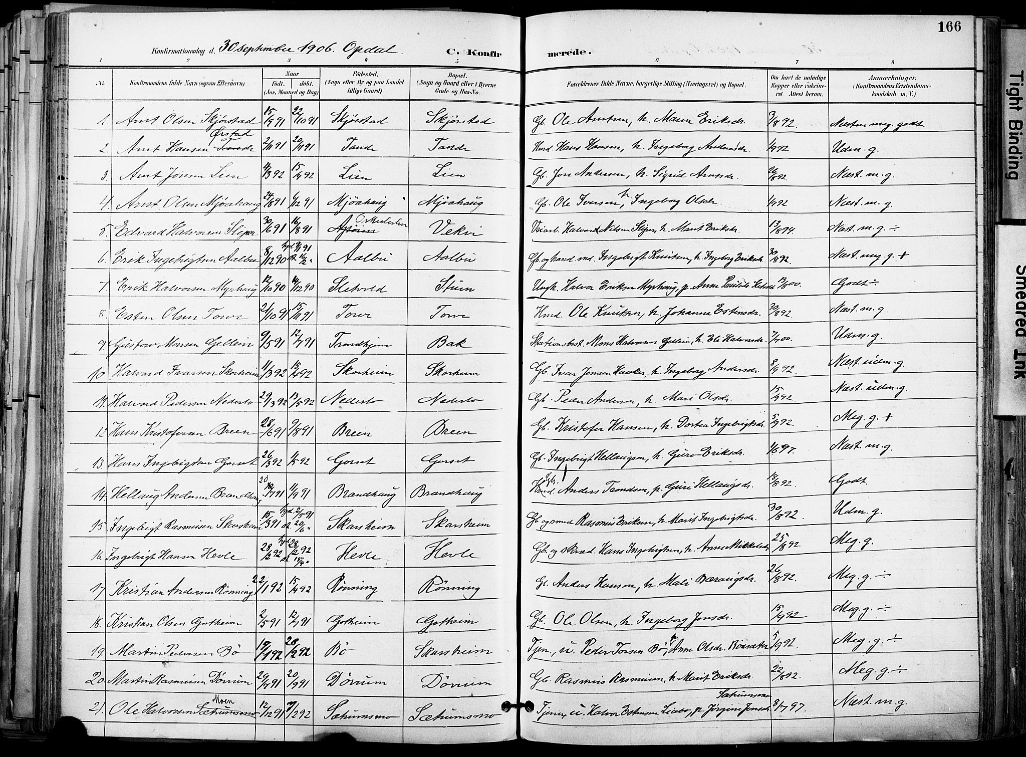 Ministerialprotokoller, klokkerbøker og fødselsregistre - Sør-Trøndelag, SAT/A-1456/678/L0902: Parish register (official) no. 678A11, 1895-1911, p. 166