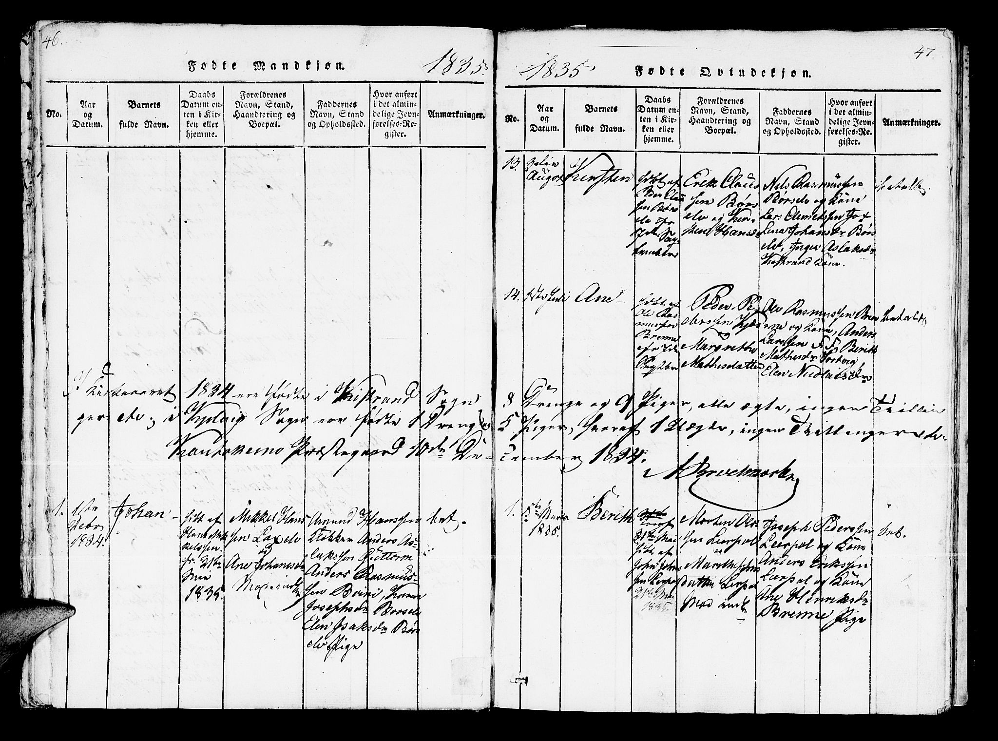 Kistrand/Porsanger sokneprestembete, SATØ/S-1351/H/Ha/L0003.kirke: Parish register (official) no. 3, 1825-1842, p. 46-47