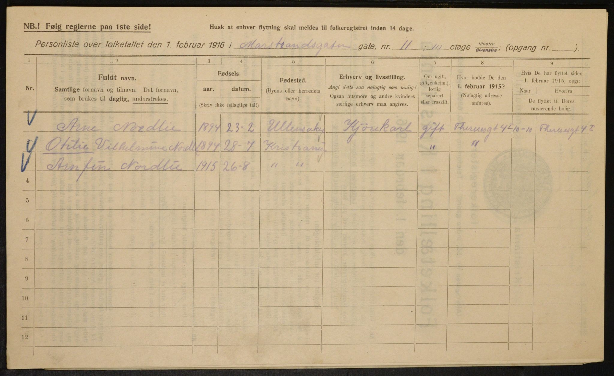 OBA, Municipal Census 1916 for Kristiania, 1916, p. 66363