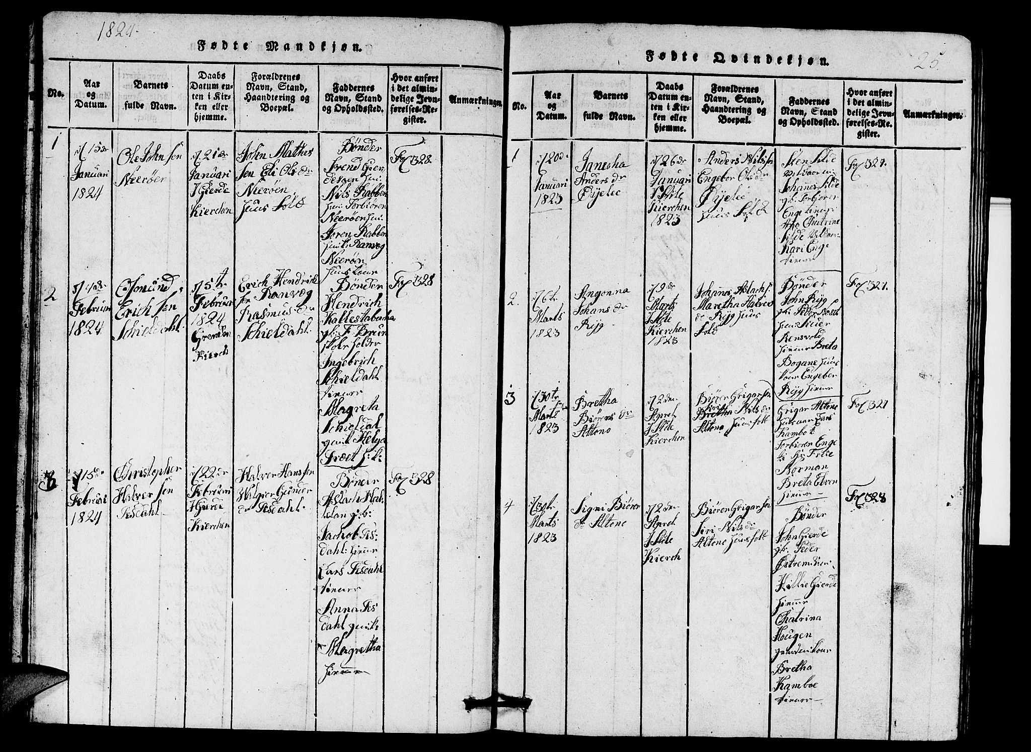 Etne sokneprestembete, SAB/A-75001/H/Hab: Parish register (copy) no. A 1, 1815-1849, p. 25