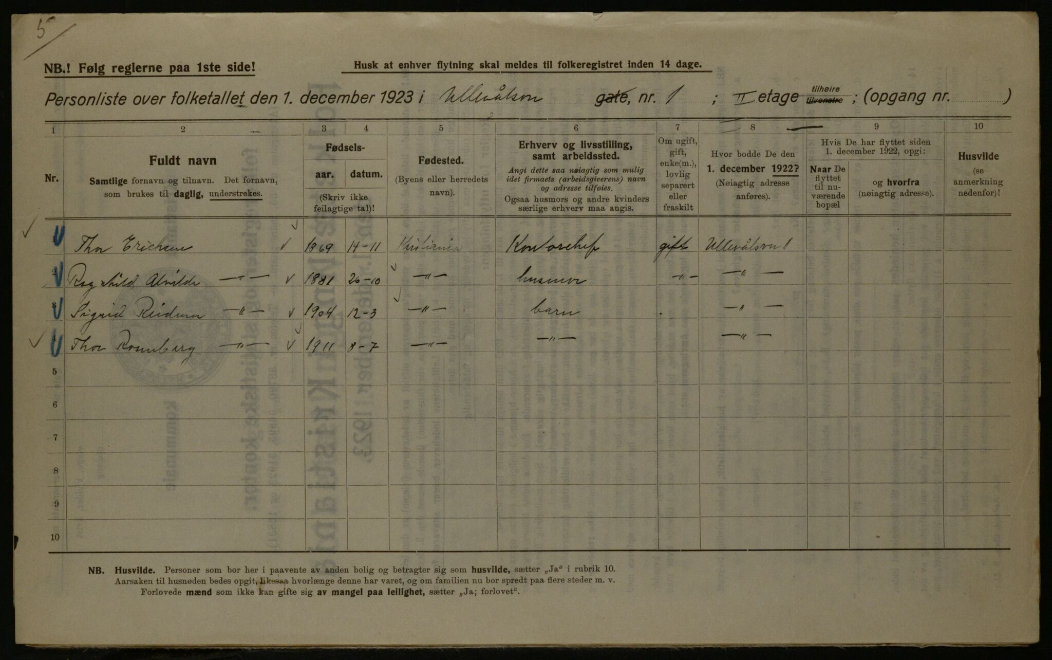 OBA, Municipal Census 1923 for Kristiania, 1923, p. 131336