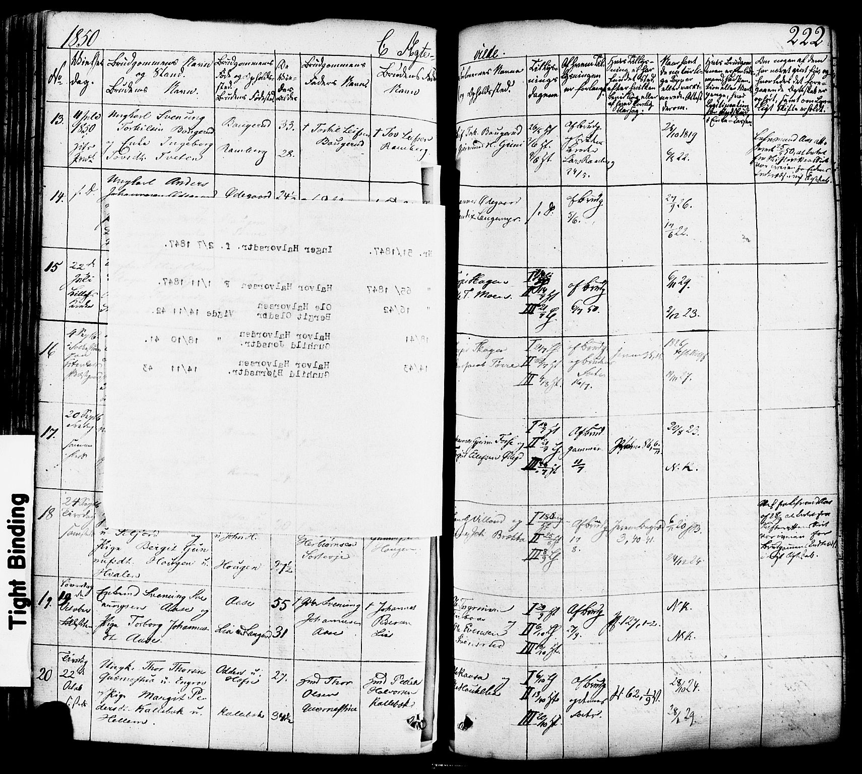 Heddal kirkebøker, AV/SAKO-A-268/F/Fa/L0006: Parish register (official) no. I 6, 1837-1854, p. 222