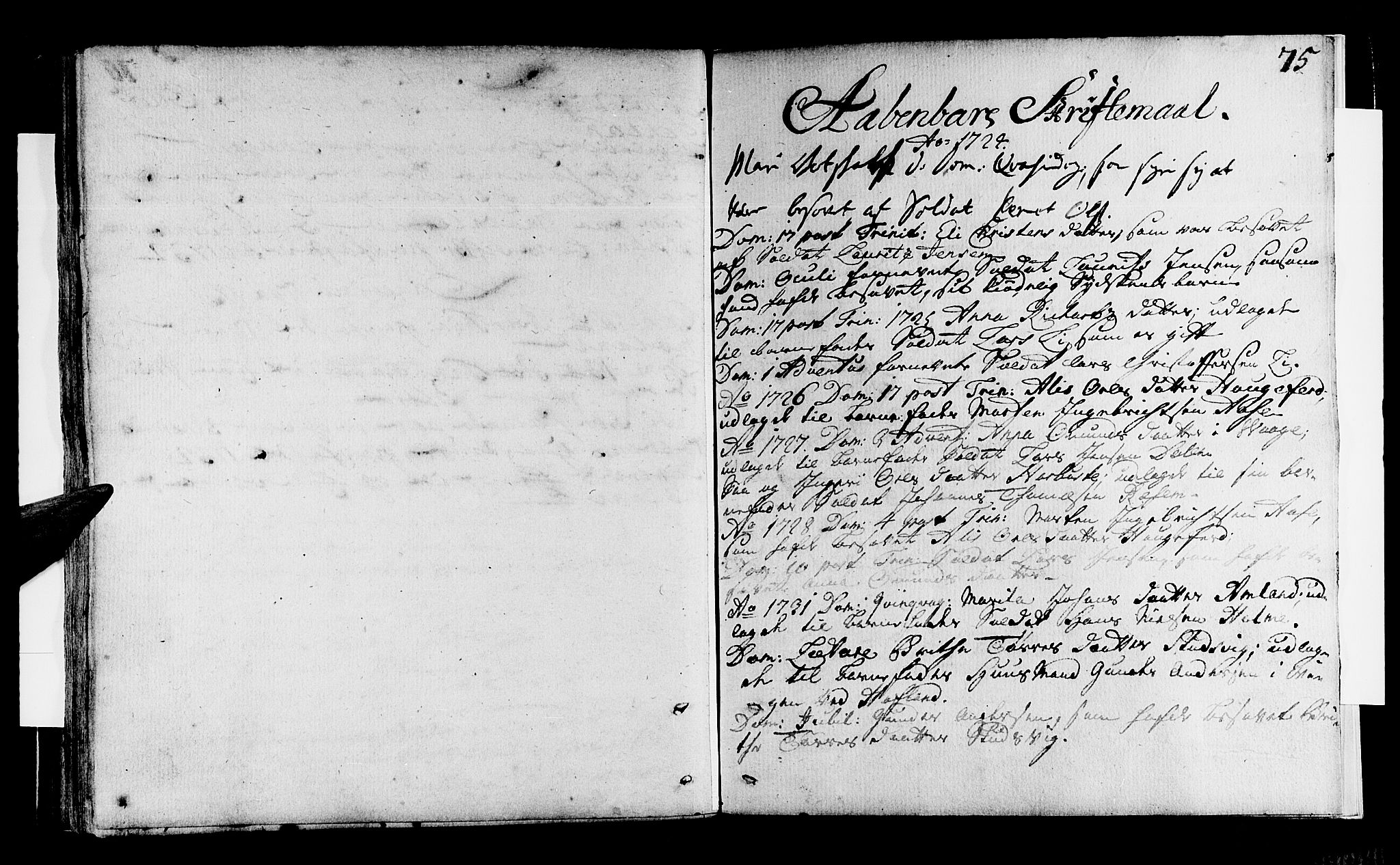 Tysnes sokneprestembete, SAB/A-78601/H/Haa: Parish register (official) no. A 1, 1723-1731, p. 75