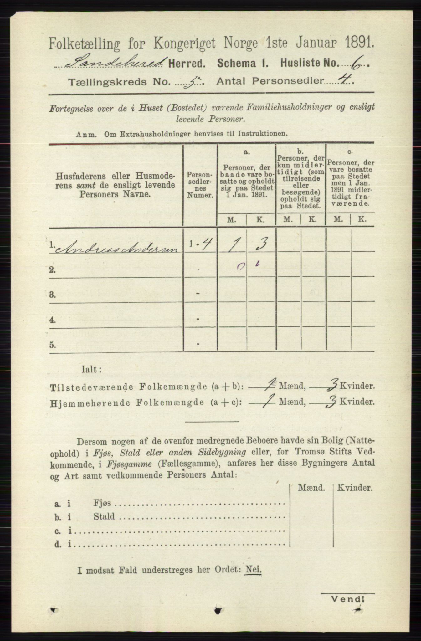 RA, 1891 census for 0724 Sandeherred, 1891, p. 2700