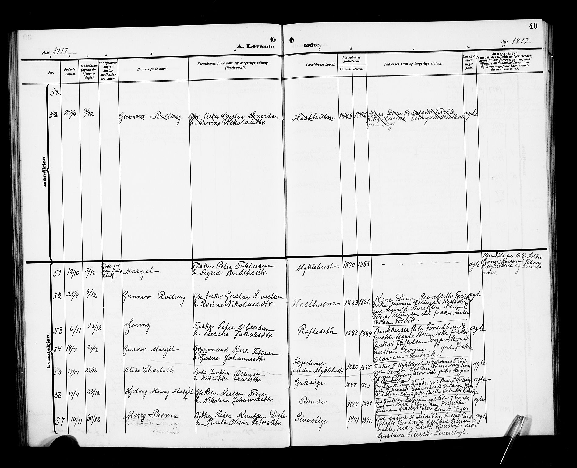 Ministerialprotokoller, klokkerbøker og fødselsregistre - Møre og Romsdal, AV/SAT-A-1454/507/L0083: Parish register (copy) no. 507C06, 1912-1919, p. 40
