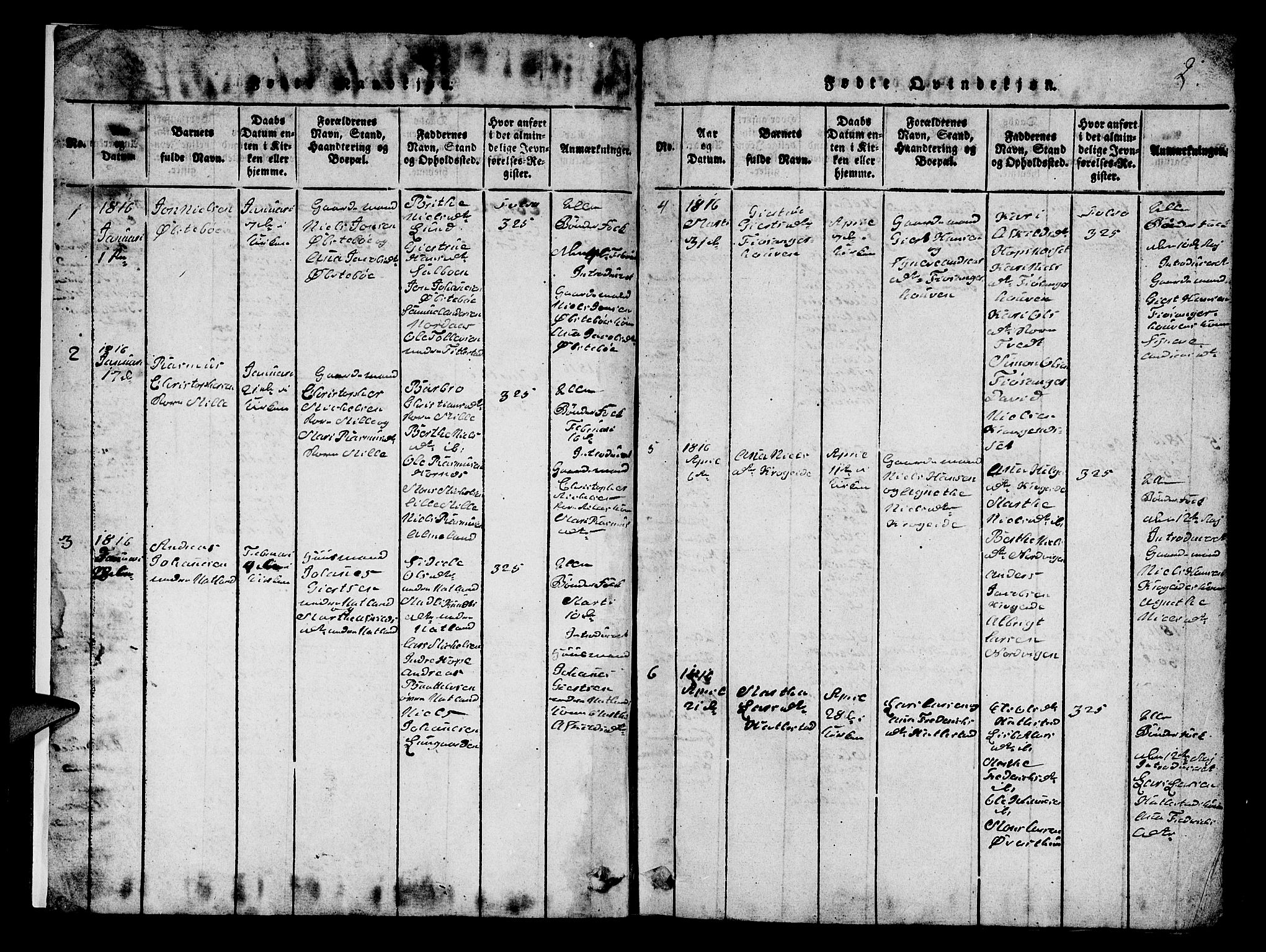 Fana Sokneprestembete, AV/SAB-A-75101/H/Hab/Haba/L0001: Parish register (copy) no. A 1, 1816-1836, p. 2