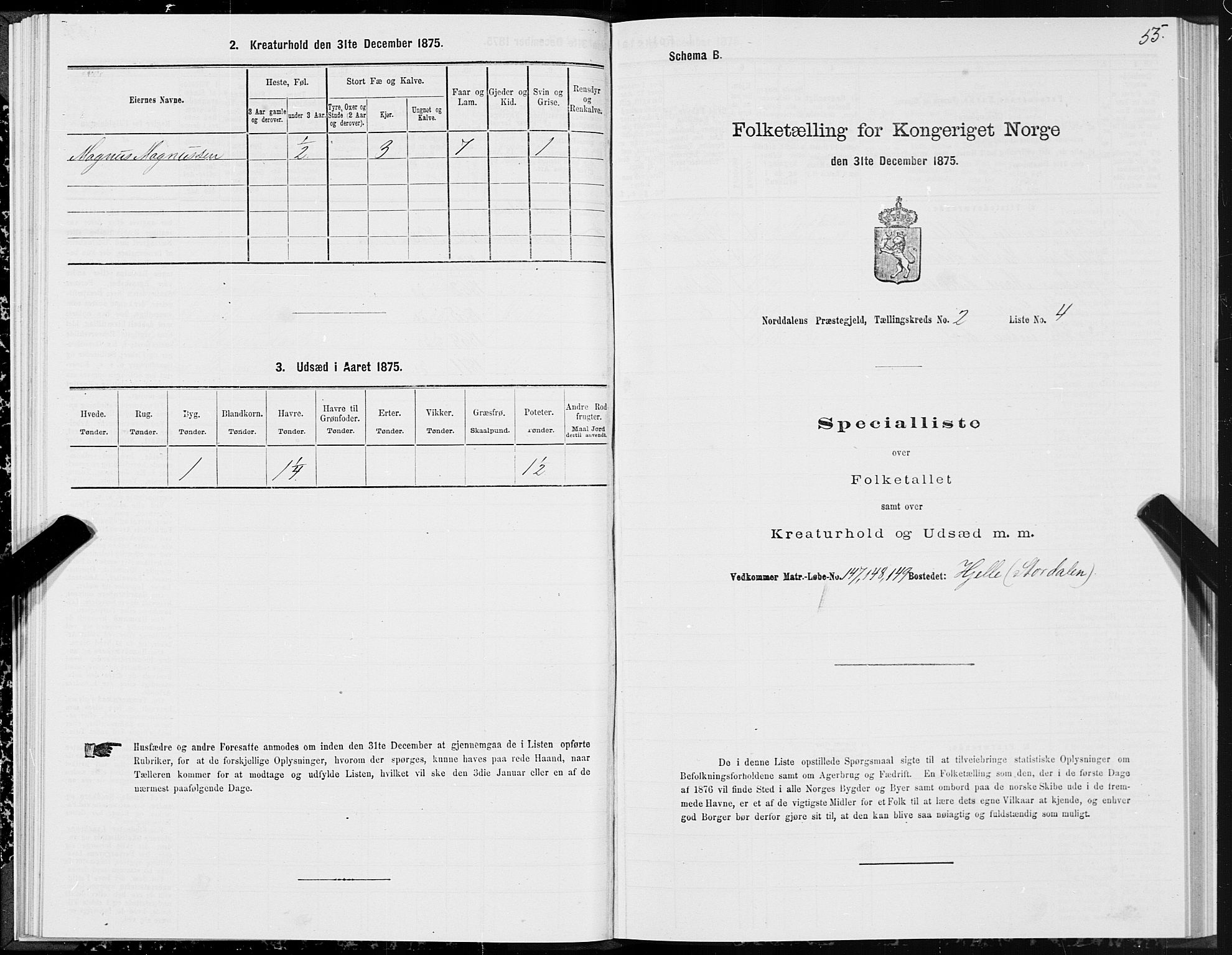 SAT, 1875 census for 1524P Norddal, 1875, p. 1055