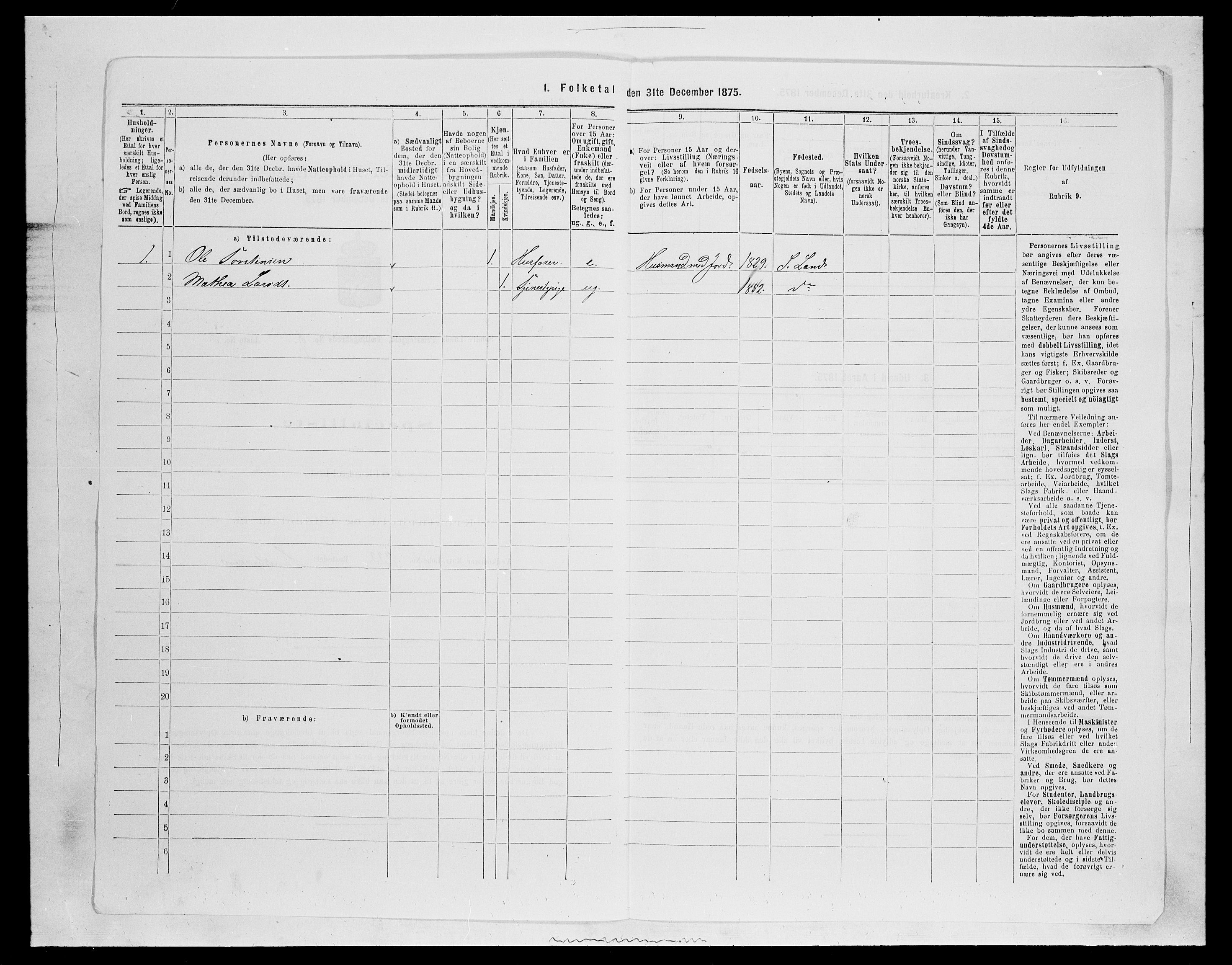 SAH, 1875 census for 0536P Søndre Land, 1875, p. 1323