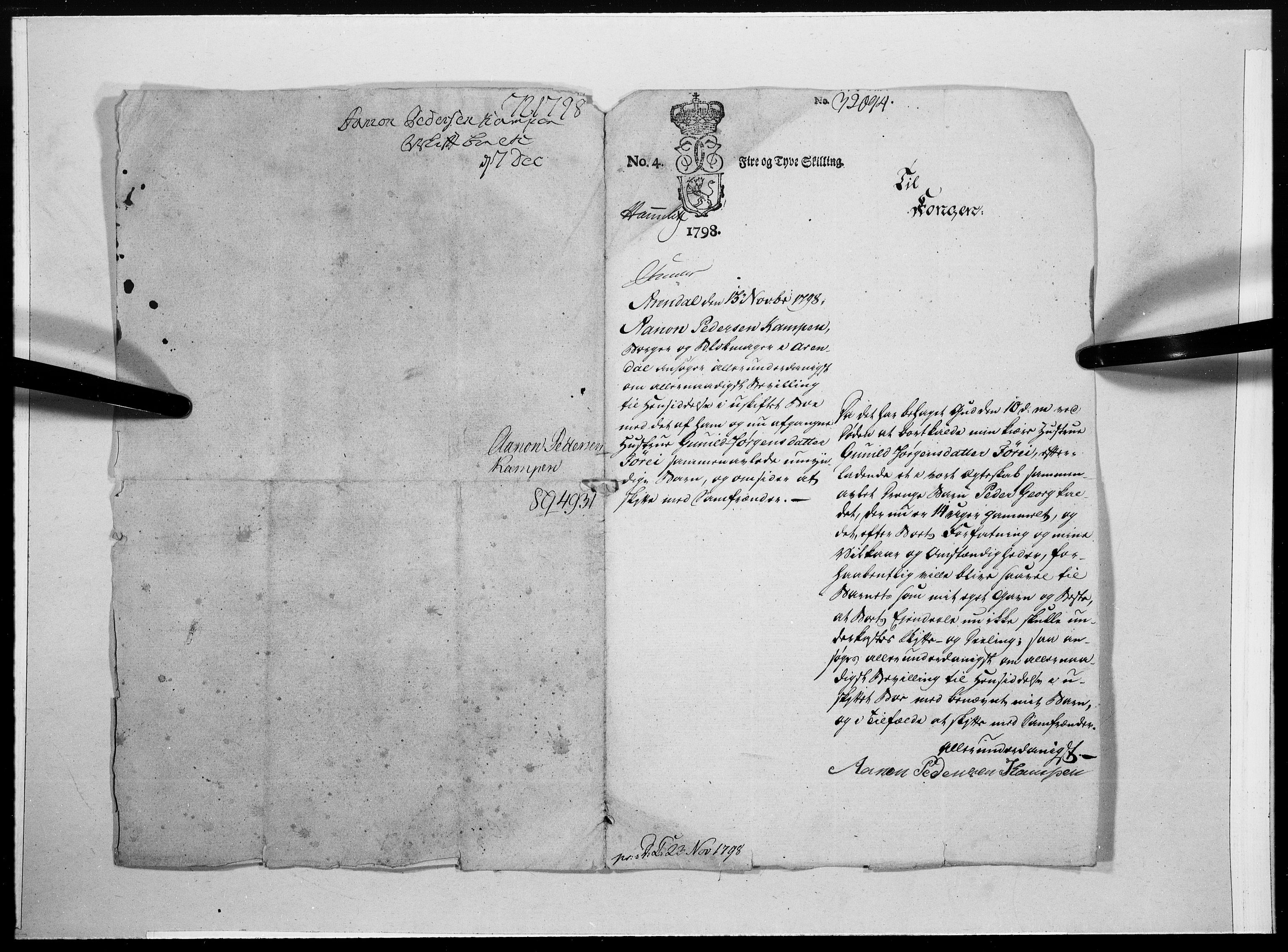Danske Kanselli 1572-1799, AV/RA-EA-3023/F/Fc/Fcc/Fcca/L0315: Norske innlegg 1572-1799, 1798, p. 355