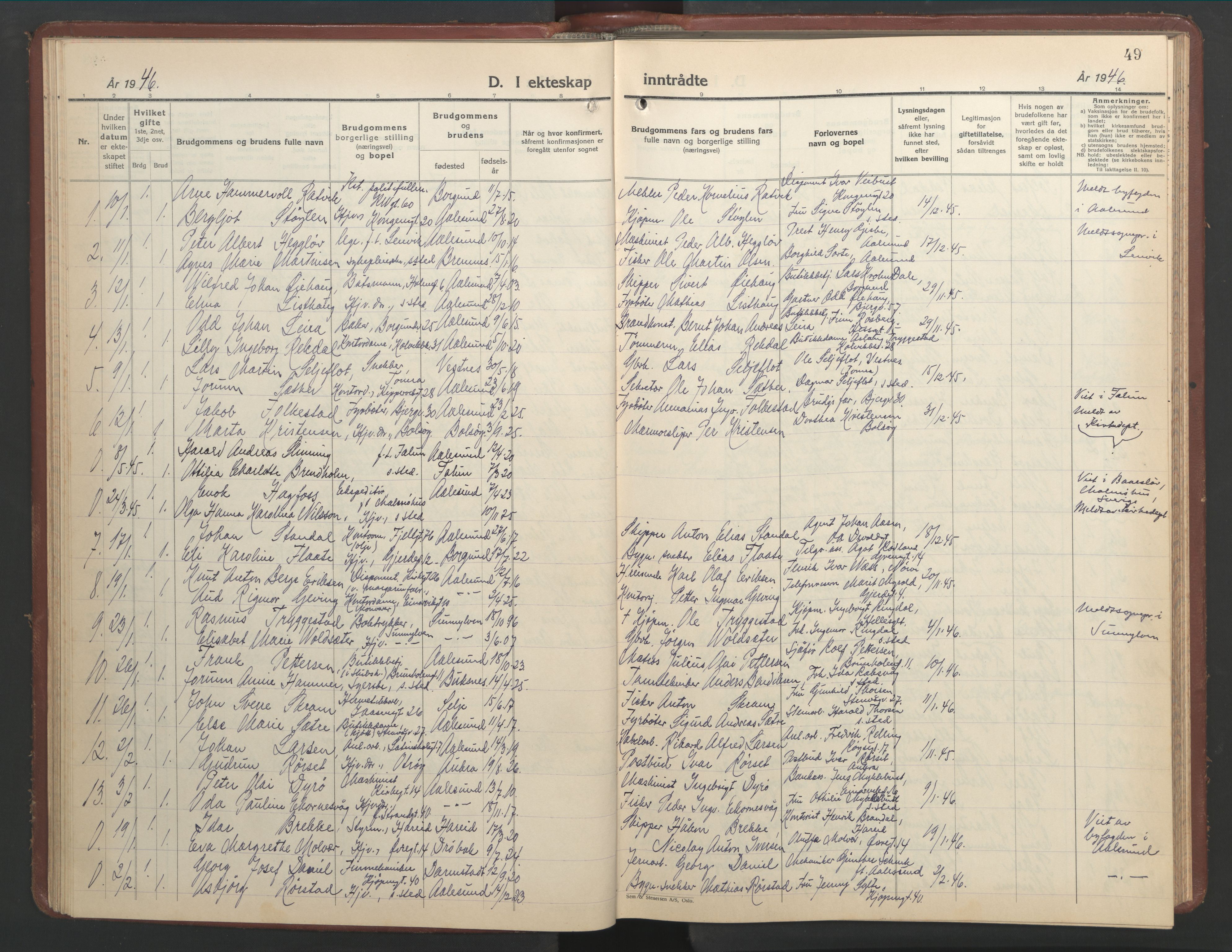 Ministerialprotokoller, klokkerbøker og fødselsregistre - Møre og Romsdal, AV/SAT-A-1454/529/L0479: Parish register (copy) no. 529C16, 1941-1950, p. 49