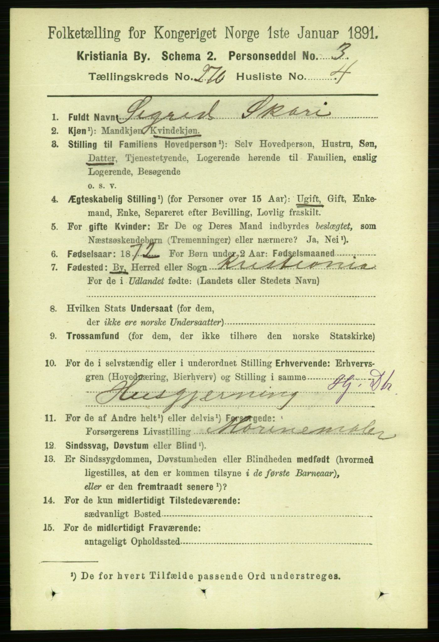 RA, 1891 census for 0301 Kristiania, 1891, p. 164110