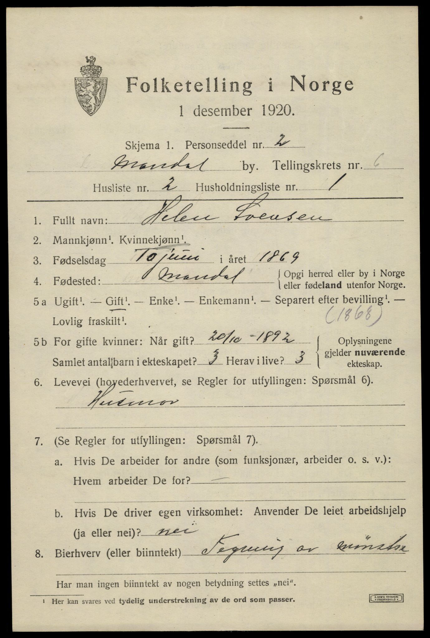 SAK, 1920 census for Mandal, 1920, p. 9117
