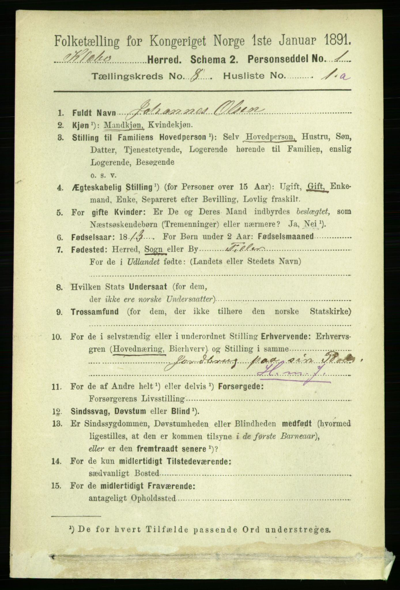 RA, 1891 census for 1662 Klæbu, 1891, p. 1557