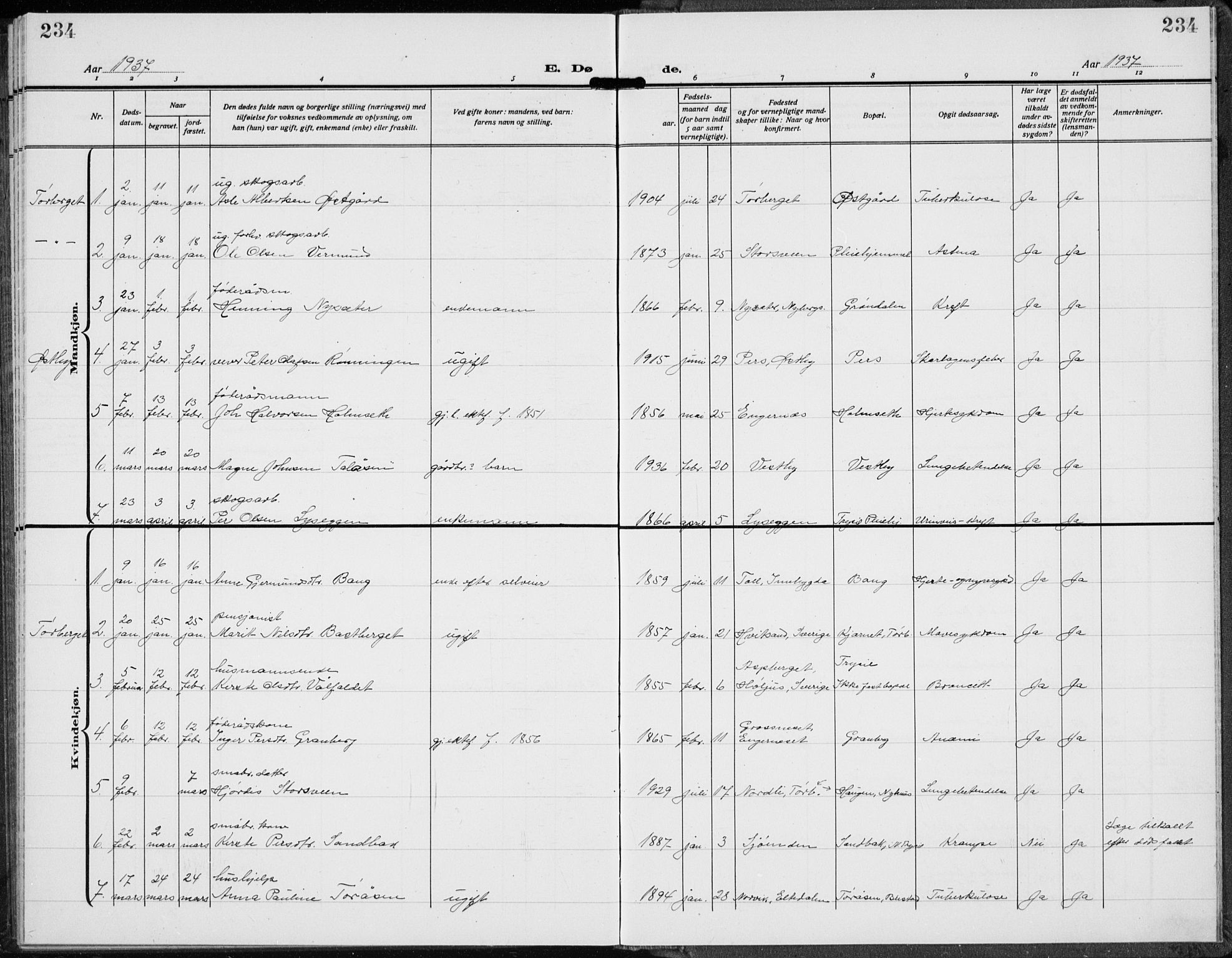 Trysil prestekontor, SAH/PREST-046/H/Ha/Hab/L0010: Parish register (copy) no. 10, 1917-1937, p. 234