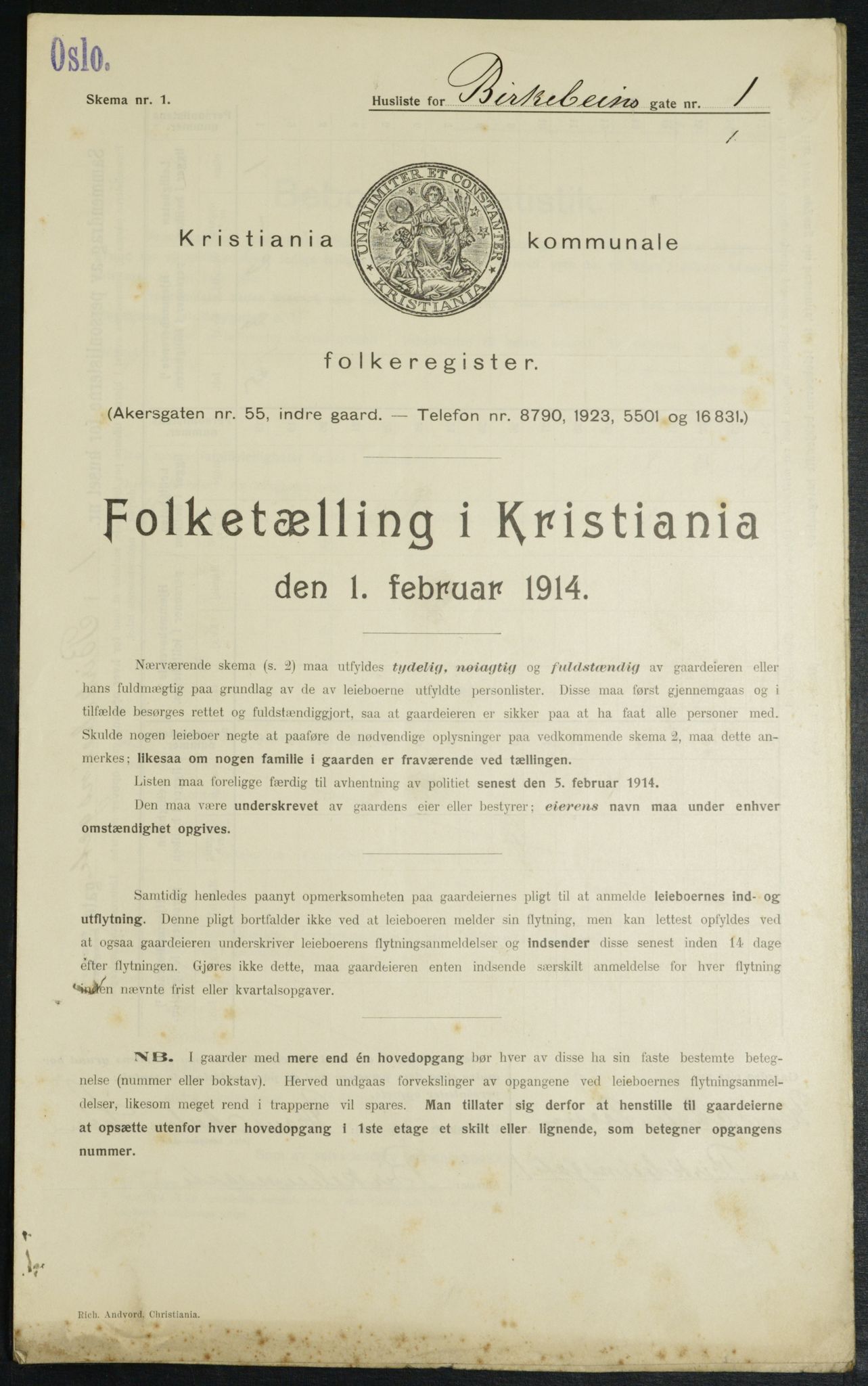 OBA, Municipal Census 1914 for Kristiania, 1914, p. 4912