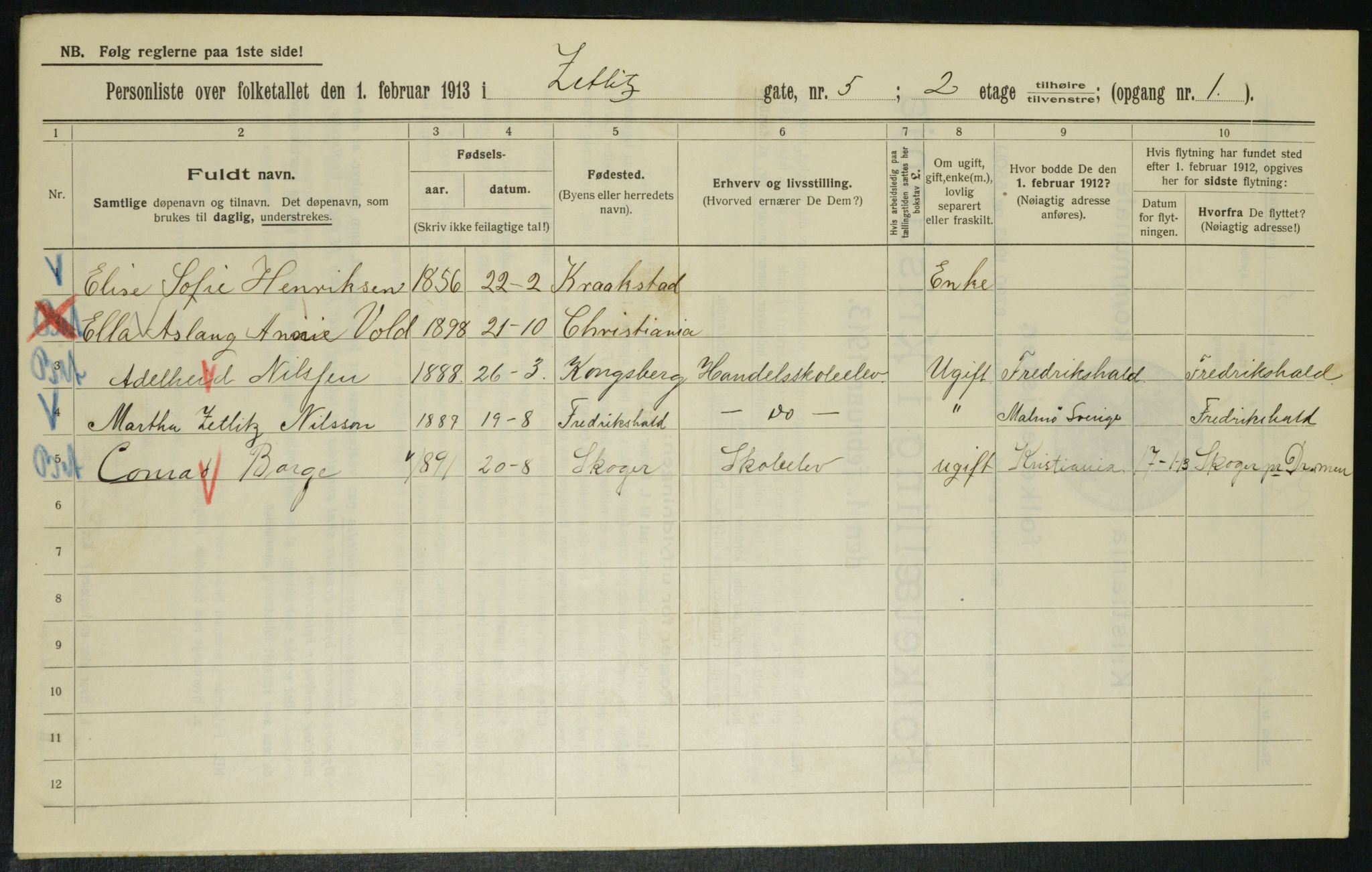 OBA, Municipal Census 1913 for Kristiania, 1913, p. 128602