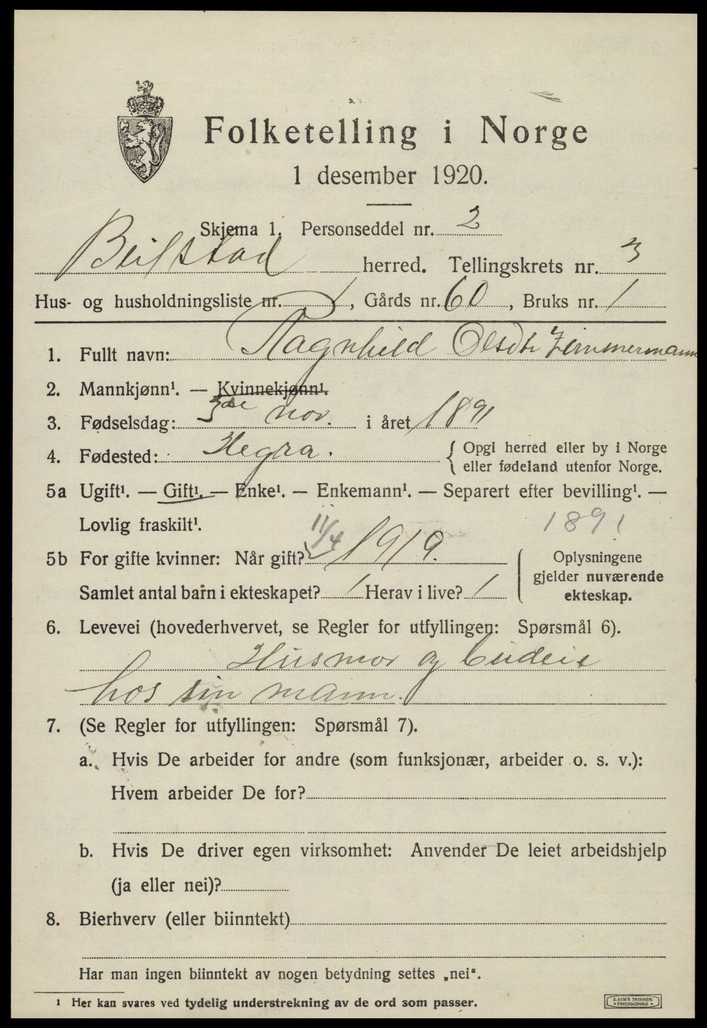 SAT, 1920 census for Beitstad, 1920, p. 2377