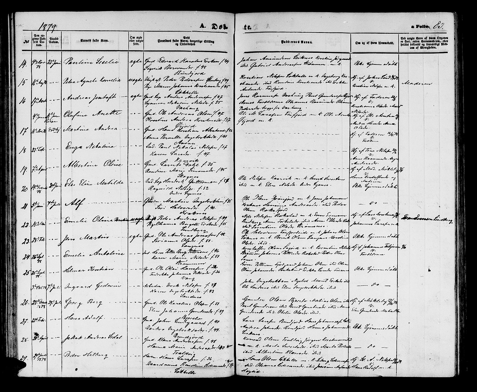 Lenvik sokneprestembete, SATØ/S-1310/H/Ha/Hab/L0005klokker: Parish register (copy) no. 5, 1870-1880, p. 83