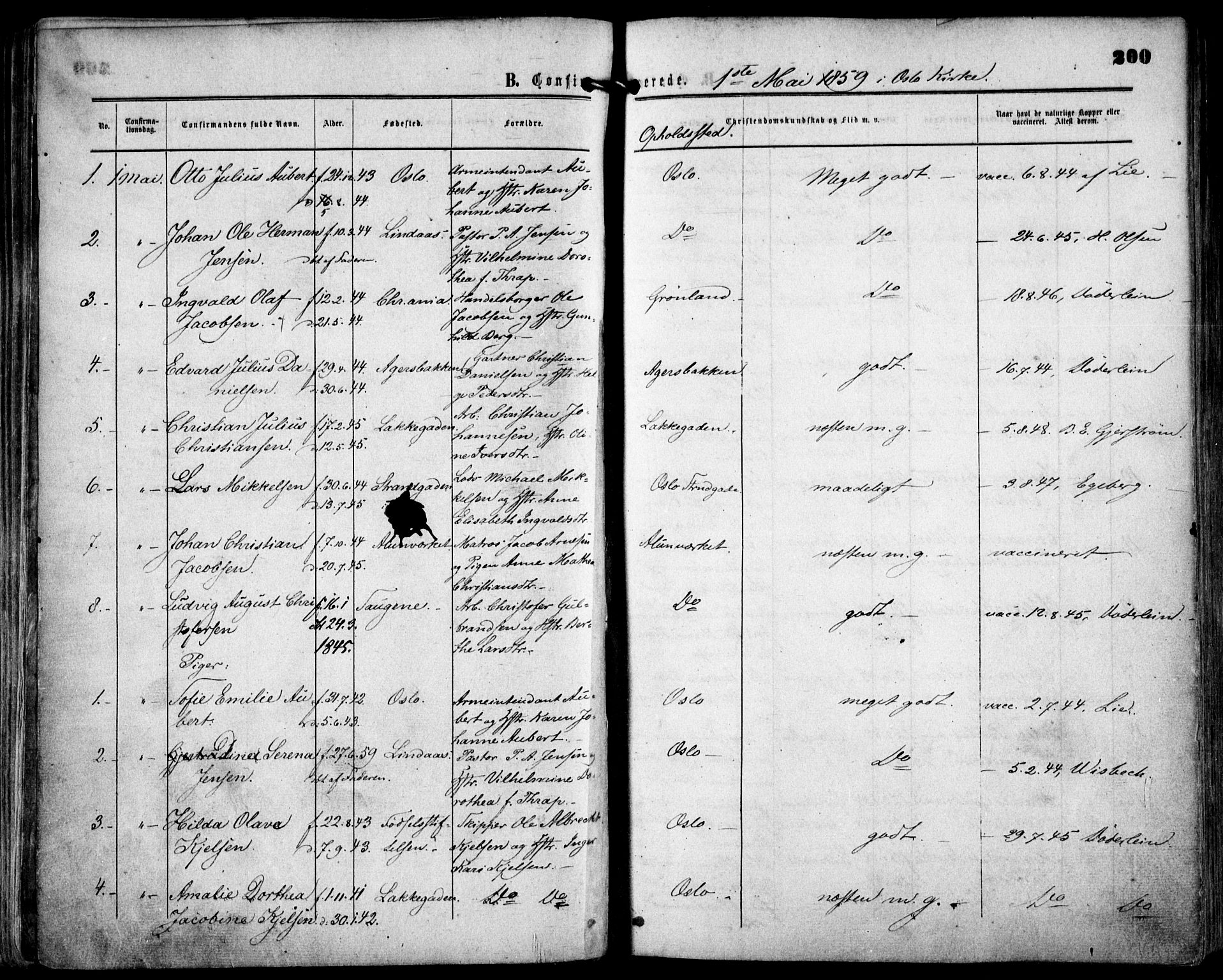 Grønland prestekontor Kirkebøker, AV/SAO-A-10848/F/Fa/L0001: Parish register (official) no. 1, 1859-1861, p. 200