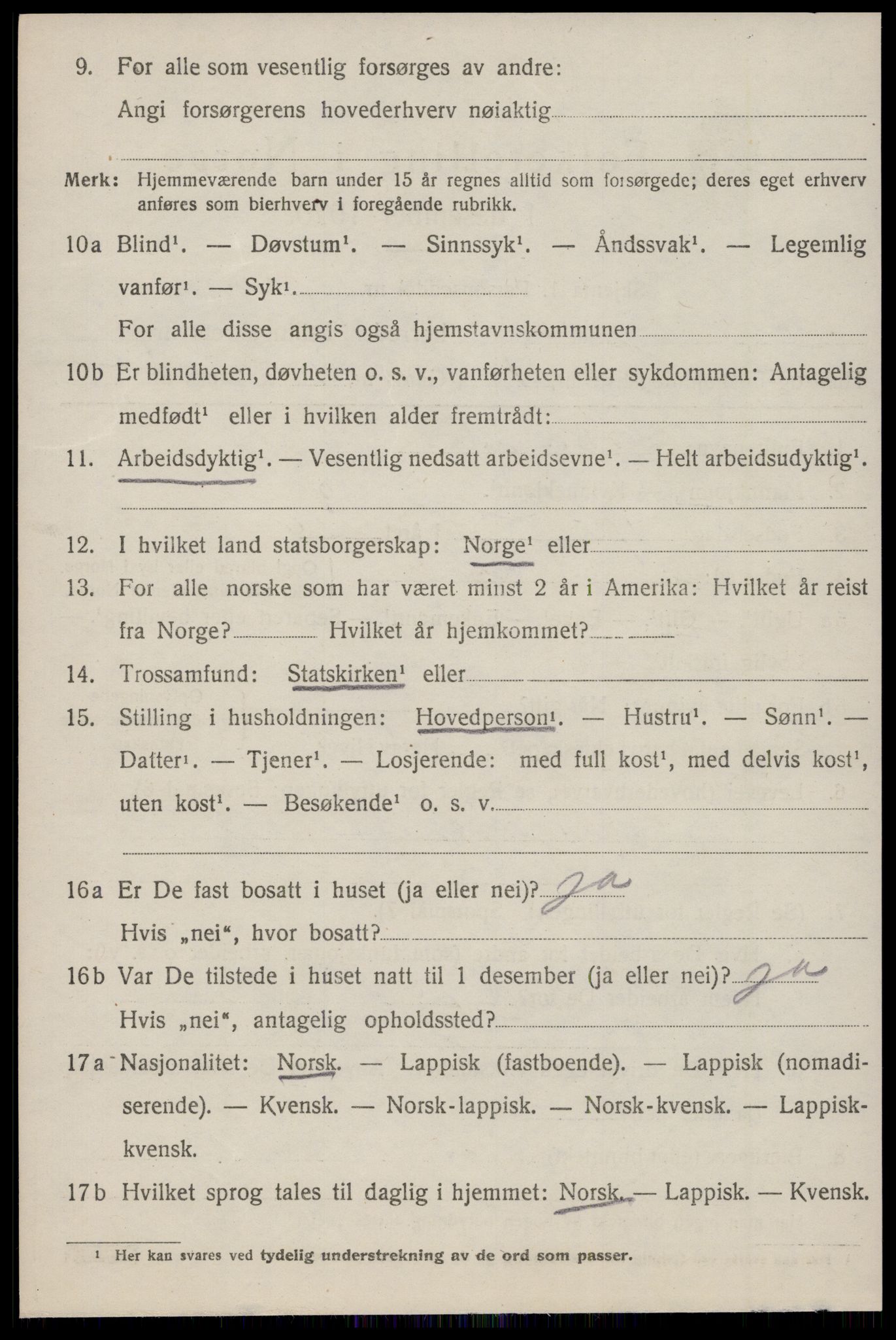 SAT, 1920 census for Orkanger, 1920, p. 2530