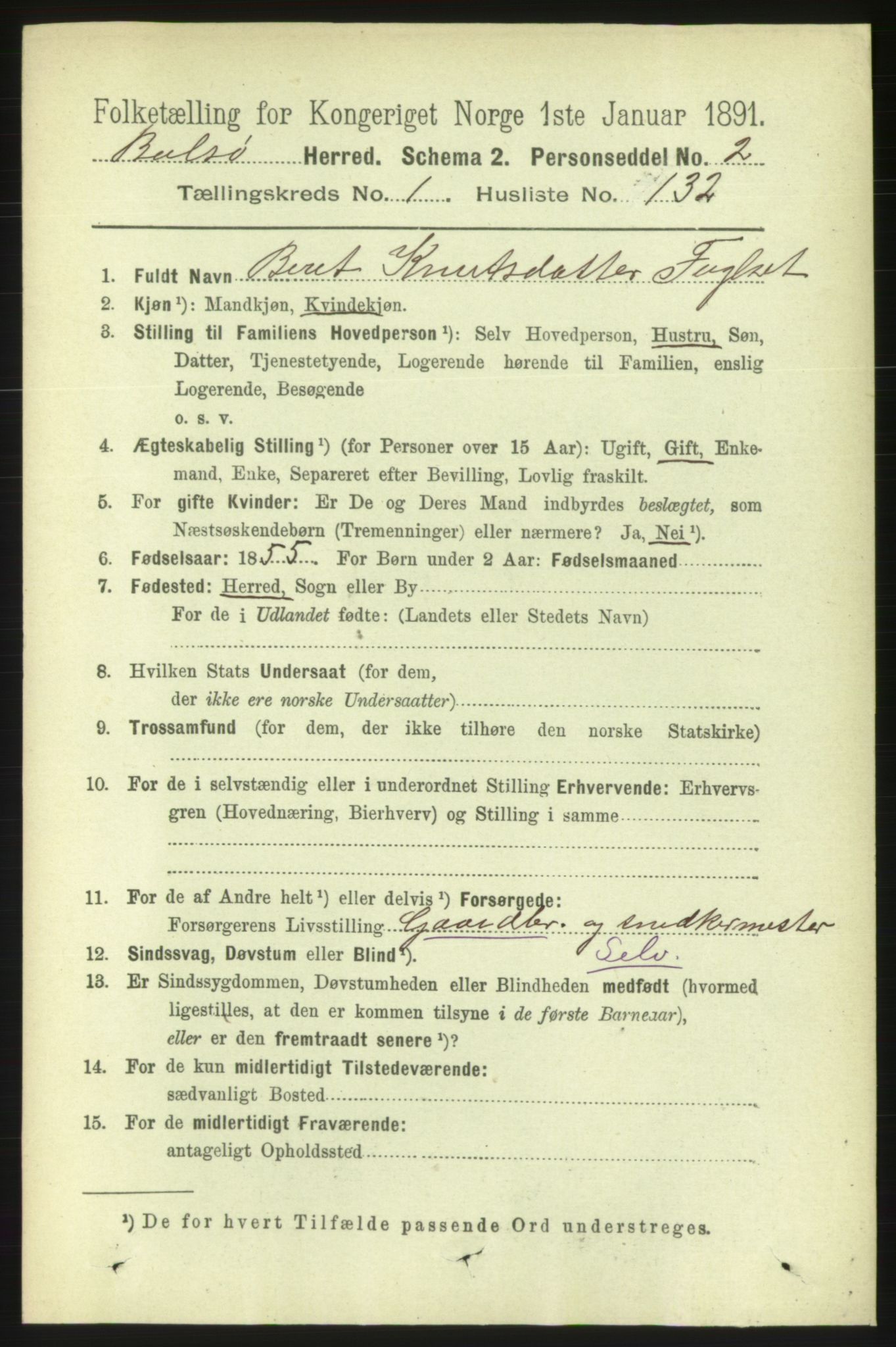 RA, 1891 census for 1544 Bolsøy, 1891, p. 839