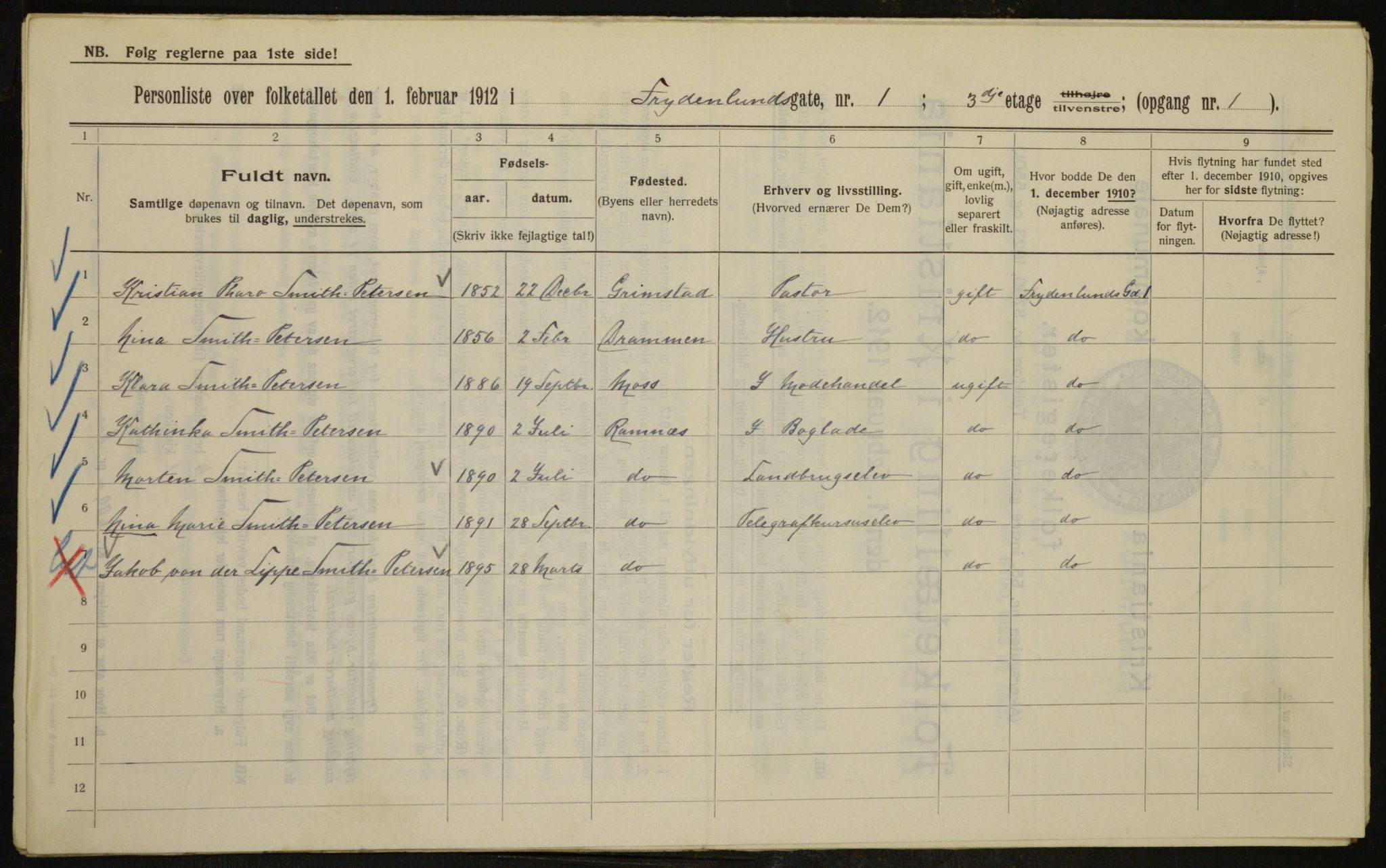 OBA, Municipal Census 1912 for Kristiania, 1912, p. 27813