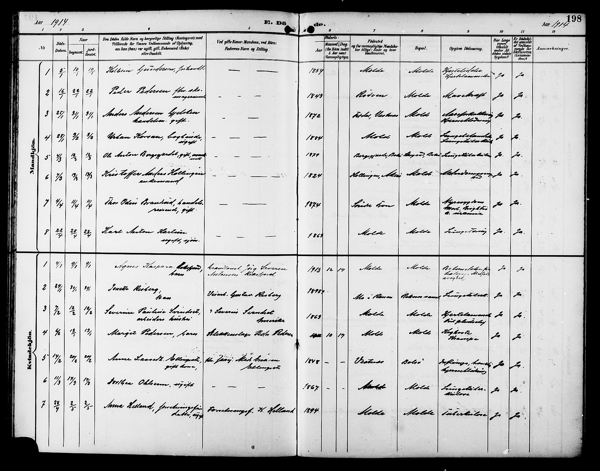 Ministerialprotokoller, klokkerbøker og fødselsregistre - Møre og Romsdal, AV/SAT-A-1454/558/L0702: Parish register (copy) no. 558C03, 1894-1915, p. 198