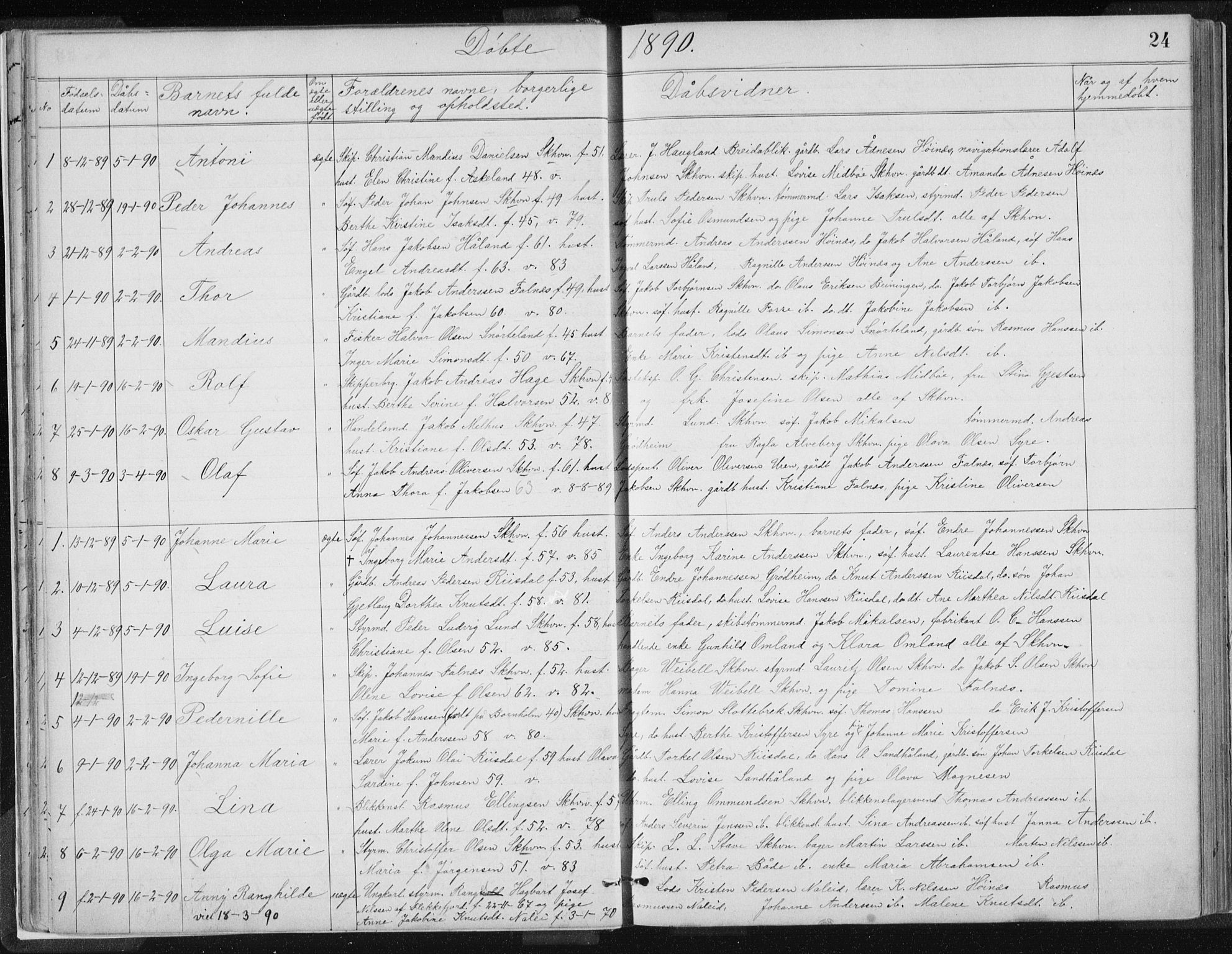 Skudenes sokneprestkontor, SAST/A -101849/H/Ha/Hab/L0007: Parish register (copy) no. B 7, 1885-1899, p. 24