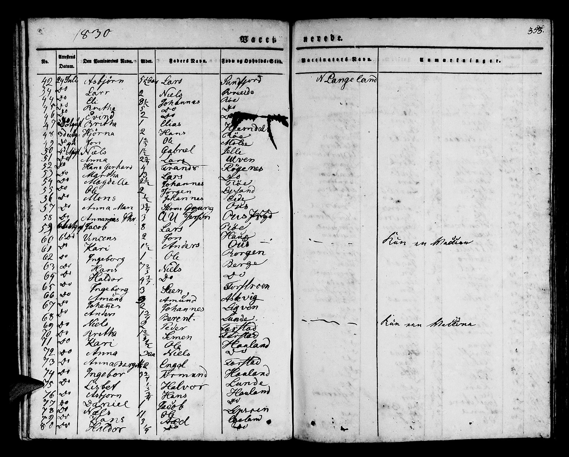 Os sokneprestembete, SAB/A-99929: Parish register (official) no. A 14, 1826-1839, p. 353