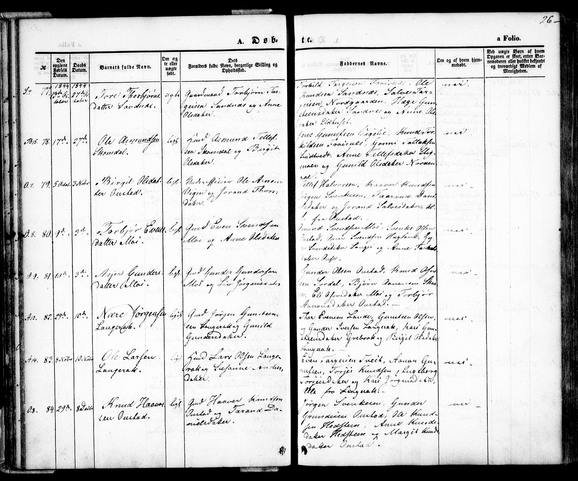 Bygland sokneprestkontor, SAK/1111-0006/F/Fa/Fab/L0004: Parish register (official) no. A 4, 1842-1858, p. 26