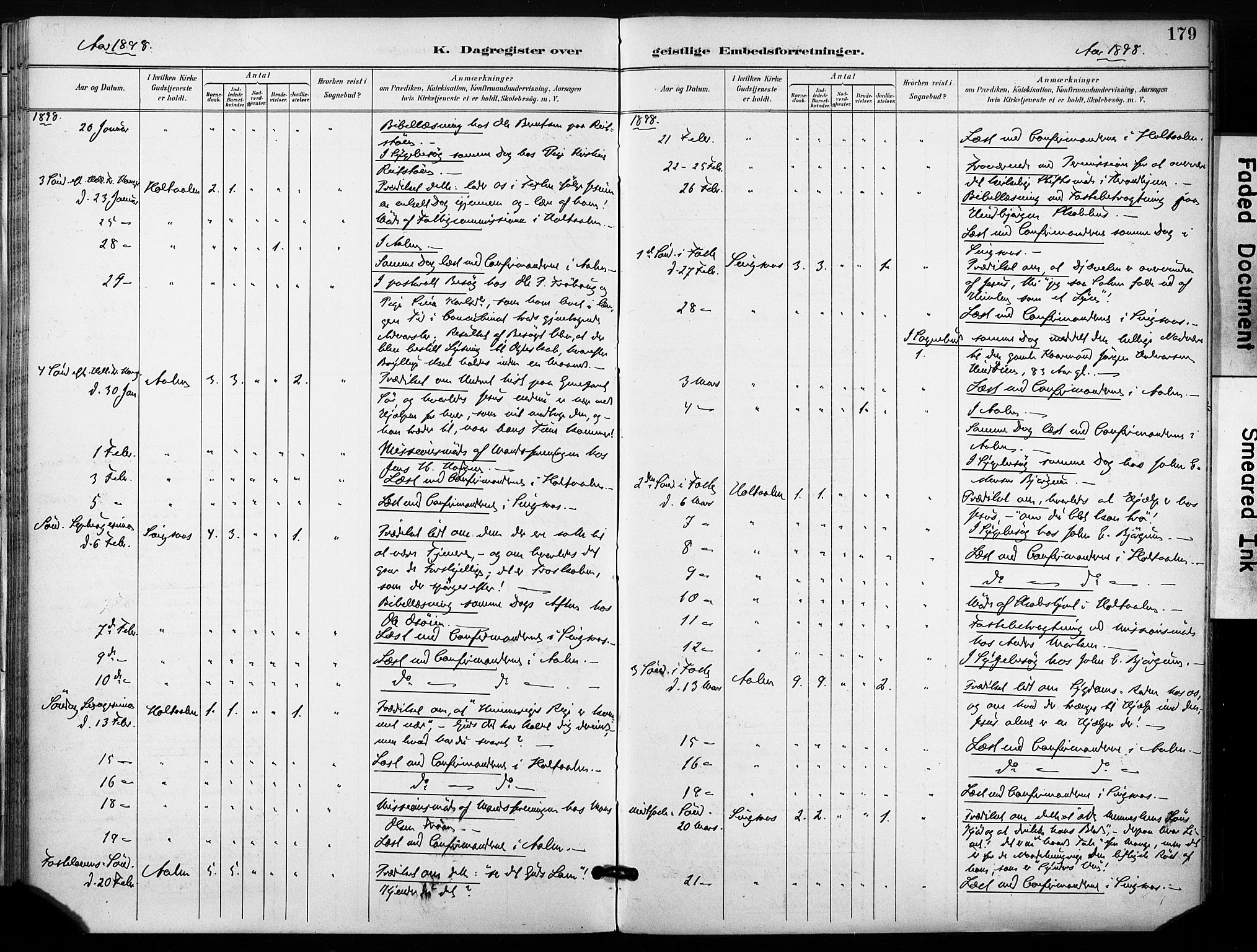 Ministerialprotokoller, klokkerbøker og fødselsregistre - Sør-Trøndelag, SAT/A-1456/685/L0973: Parish register (official) no. 685A10, 1891-1907, p. 179