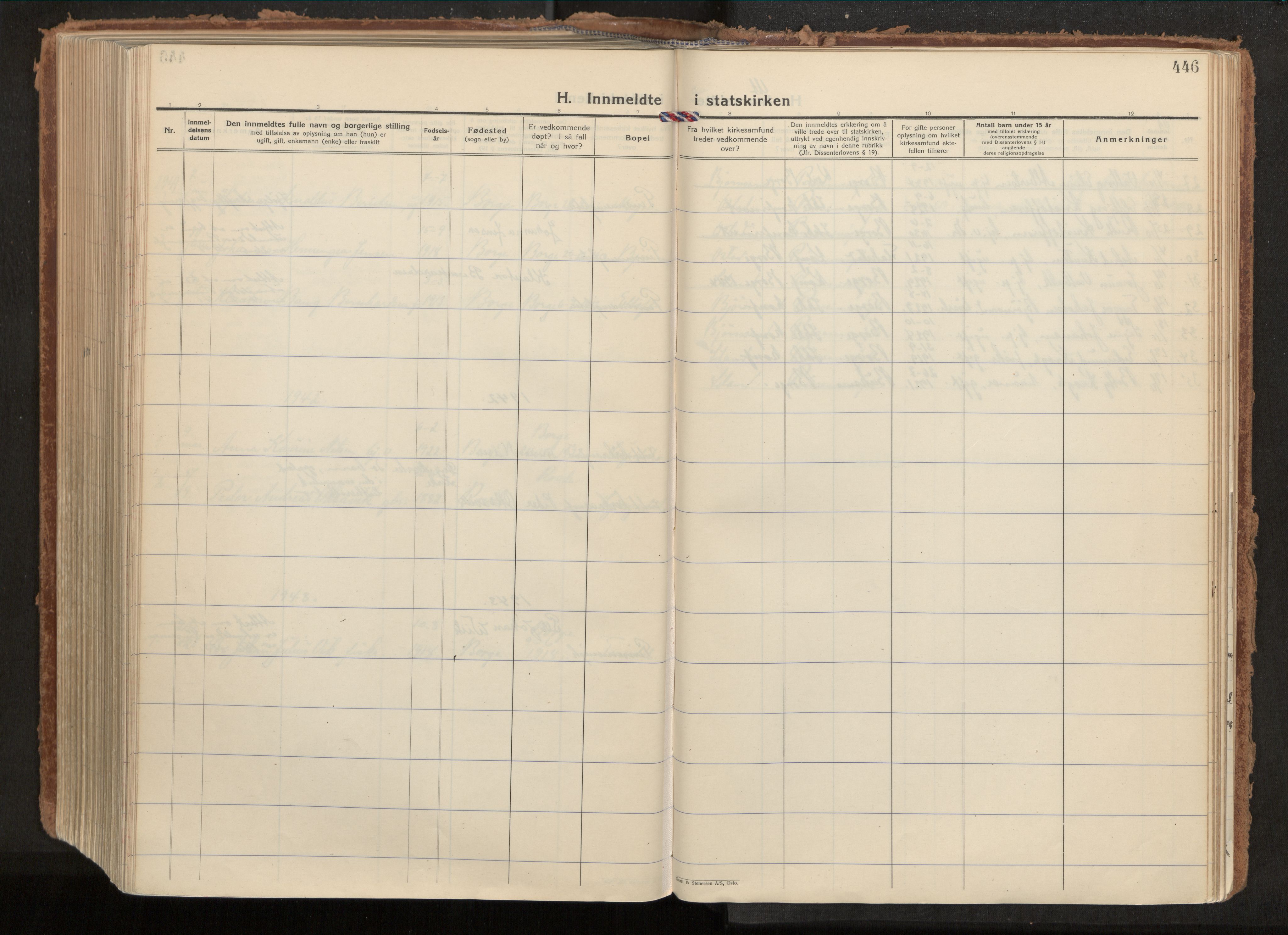 Ministerialprotokoller, klokkerbøker og fødselsregistre - Nordland, SAT/A-1459/880/L1137: Parish register (official) no. 880A11, 1927-1944, p. 446