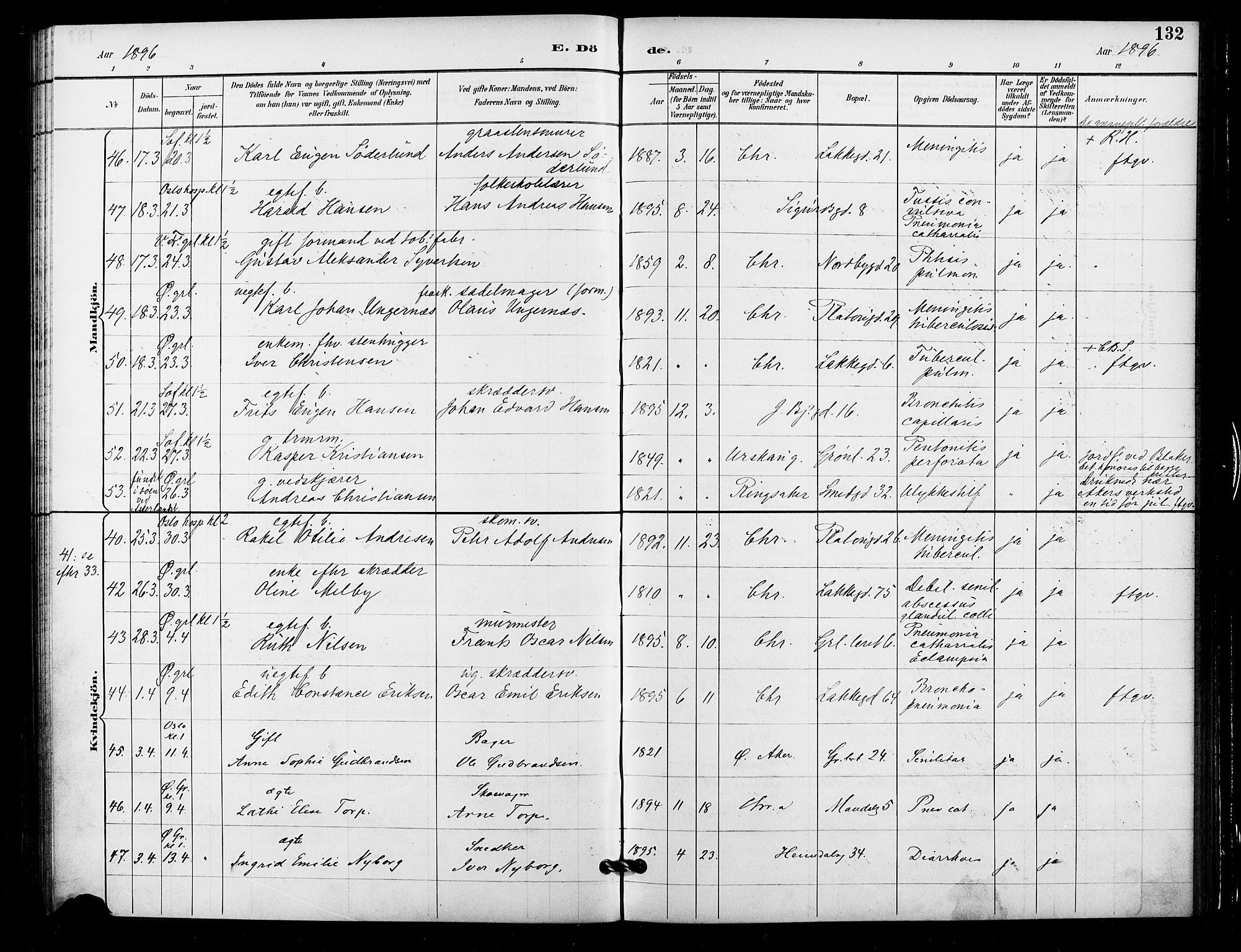 Grønland prestekontor Kirkebøker, SAO/A-10848/F/Fa/L0010: Parish register (official) no. 10, 1891-1898, p. 132