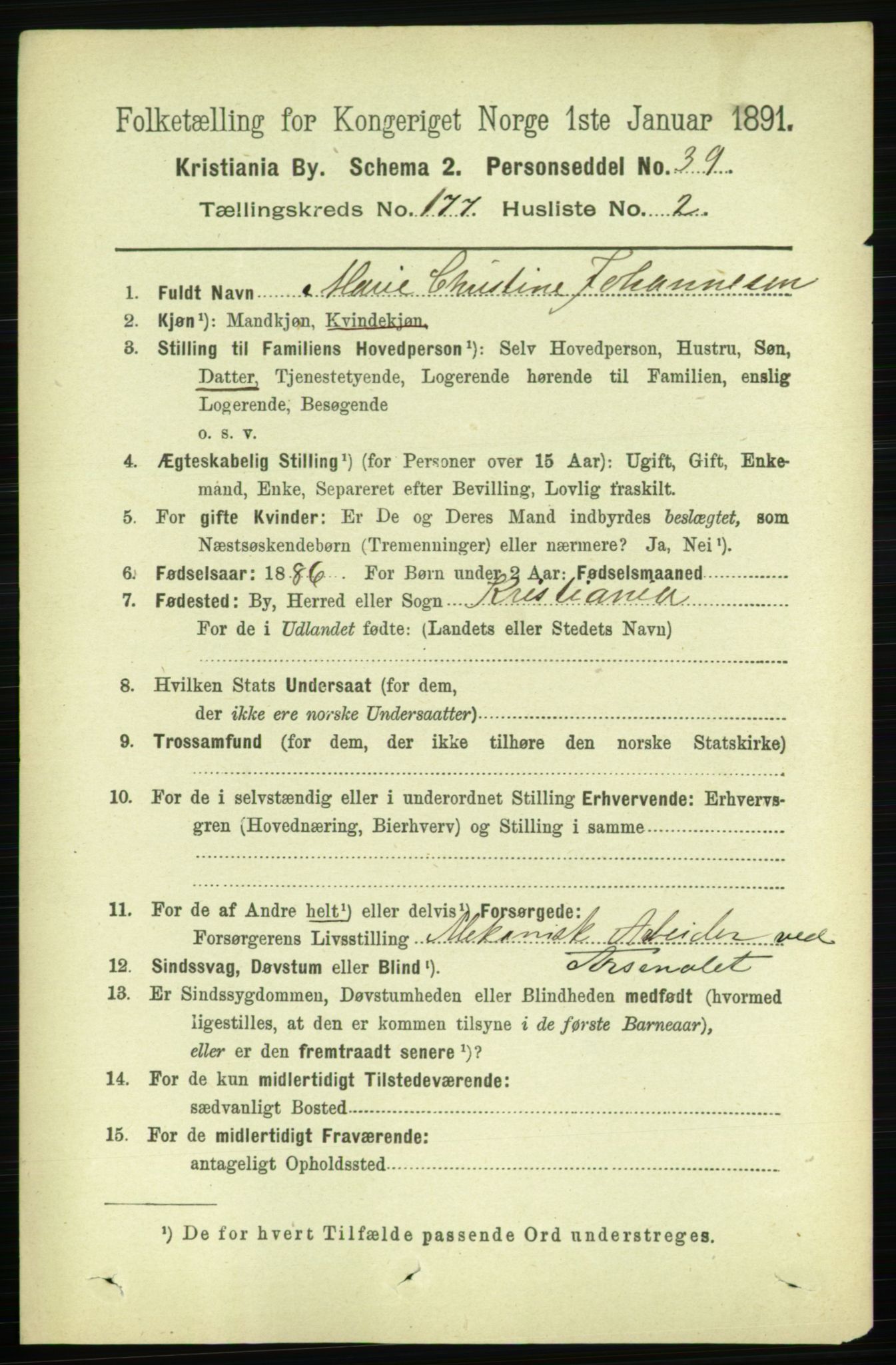 RA, 1891 census for 0301 Kristiania, 1891, p. 106425