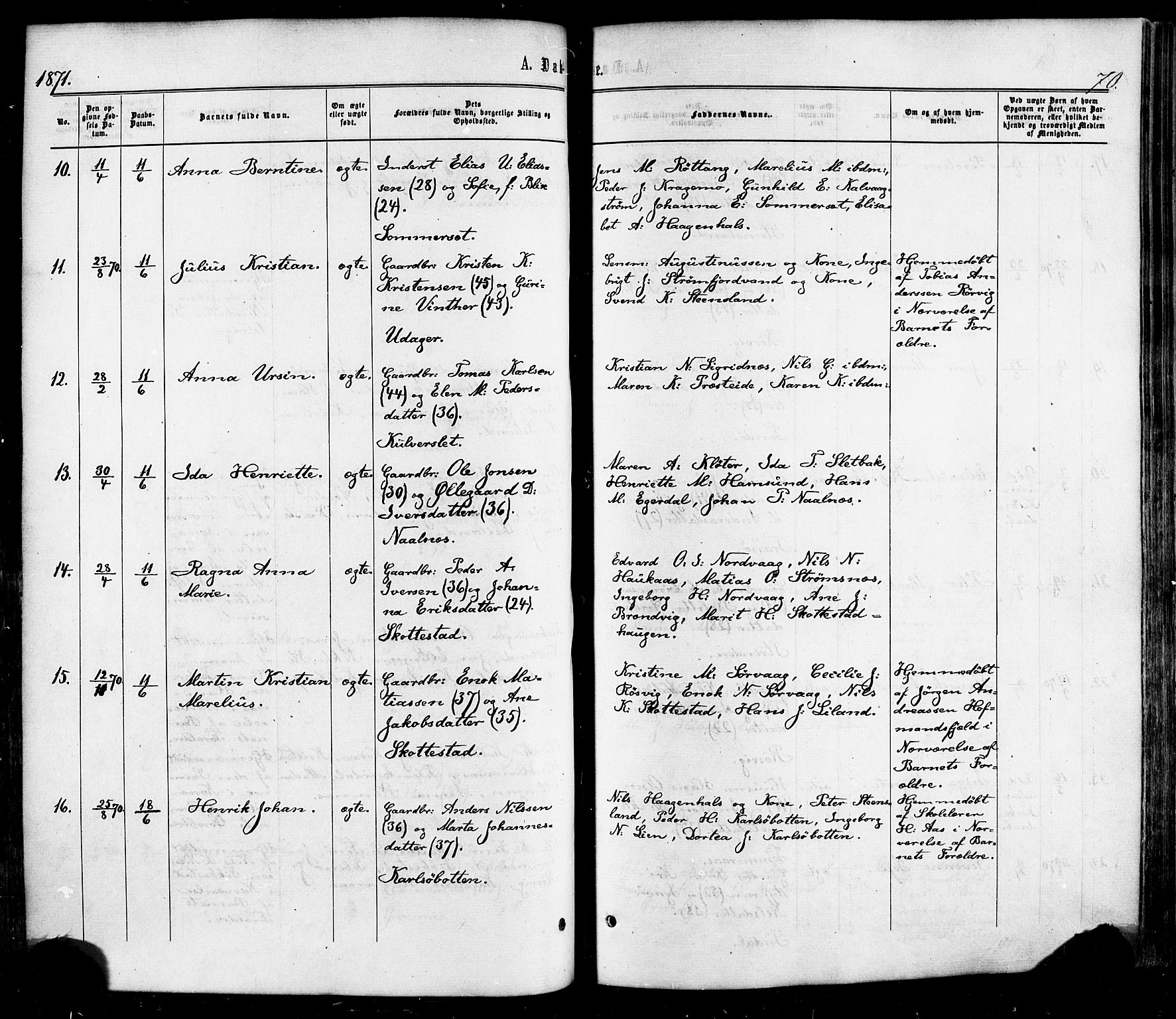 Ministerialprotokoller, klokkerbøker og fødselsregistre - Nordland, SAT/A-1459/859/L0845: Parish register (official) no. 859A05, 1863-1877, p. 70