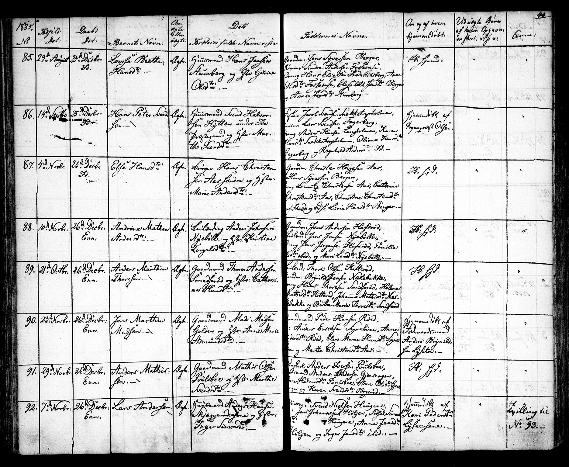Idd prestekontor Kirkebøker, AV/SAO-A-10911/F/Fc/L0003: Parish register (official) no. III 3, 1832-1847, p. 44