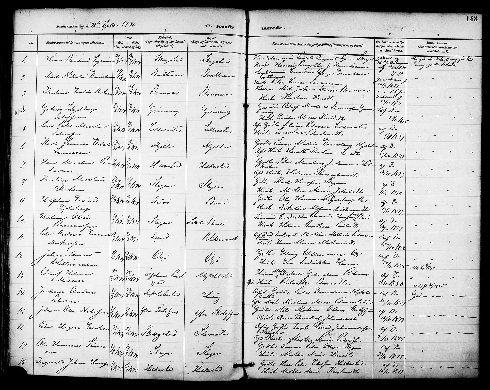 Ministerialprotokoller, klokkerbøker og fødselsregistre - Nordland, AV/SAT-A-1459/855/L0803: Parish register (official) no. 855A11, 1887-1905, p. 143