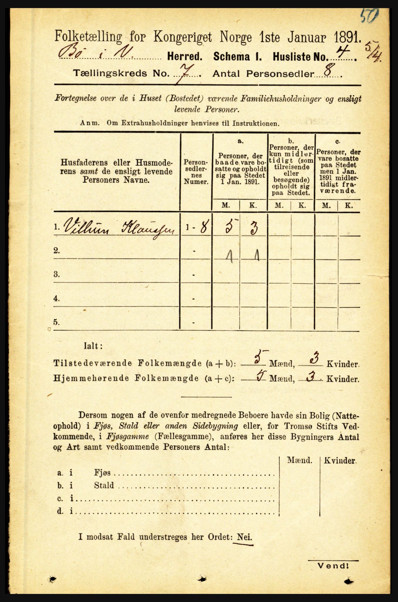 RA, 1891 census for 1867 Bø, 1891, p. 2426