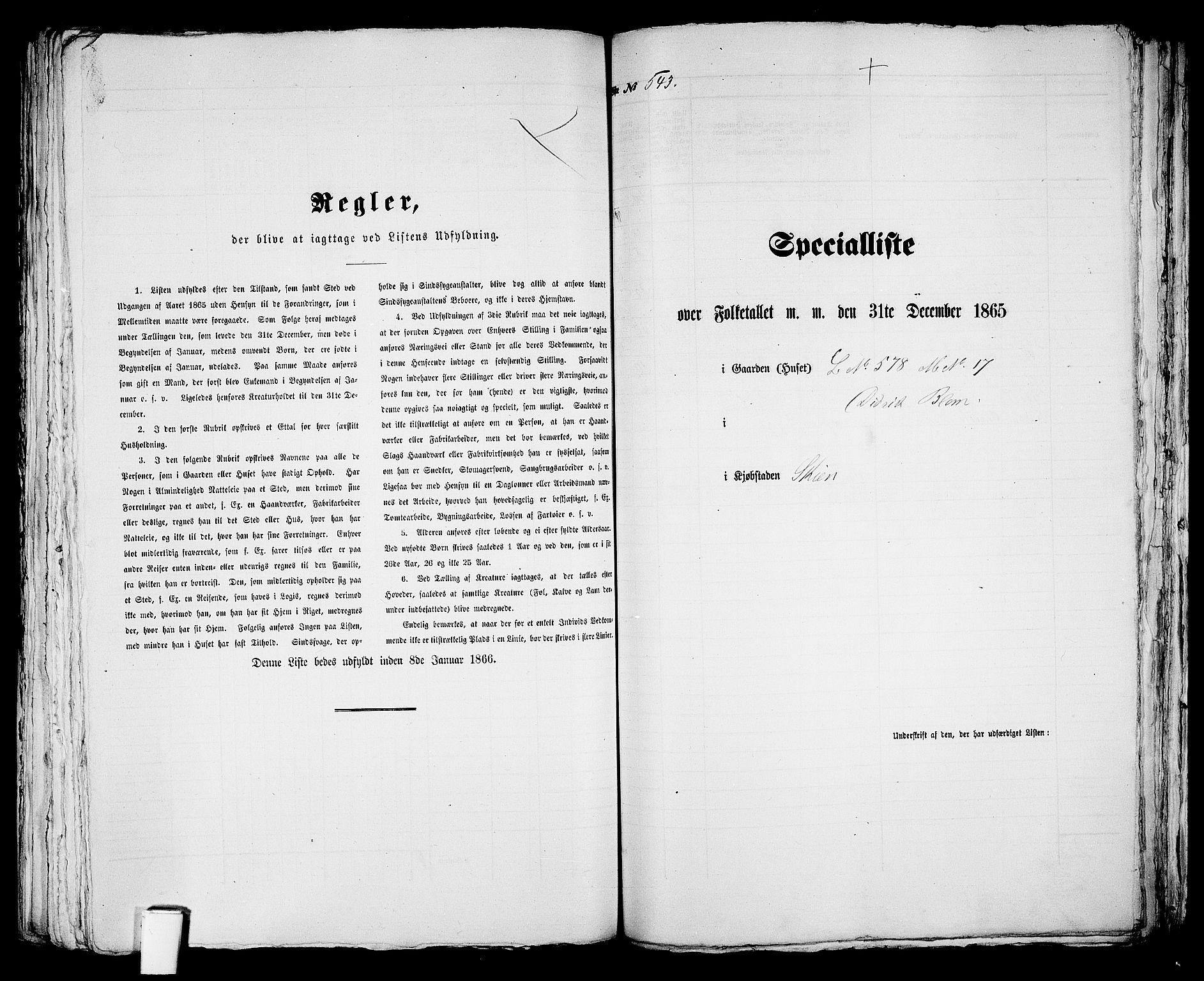 RA, 1865 census for Skien, 1865, p. 1111