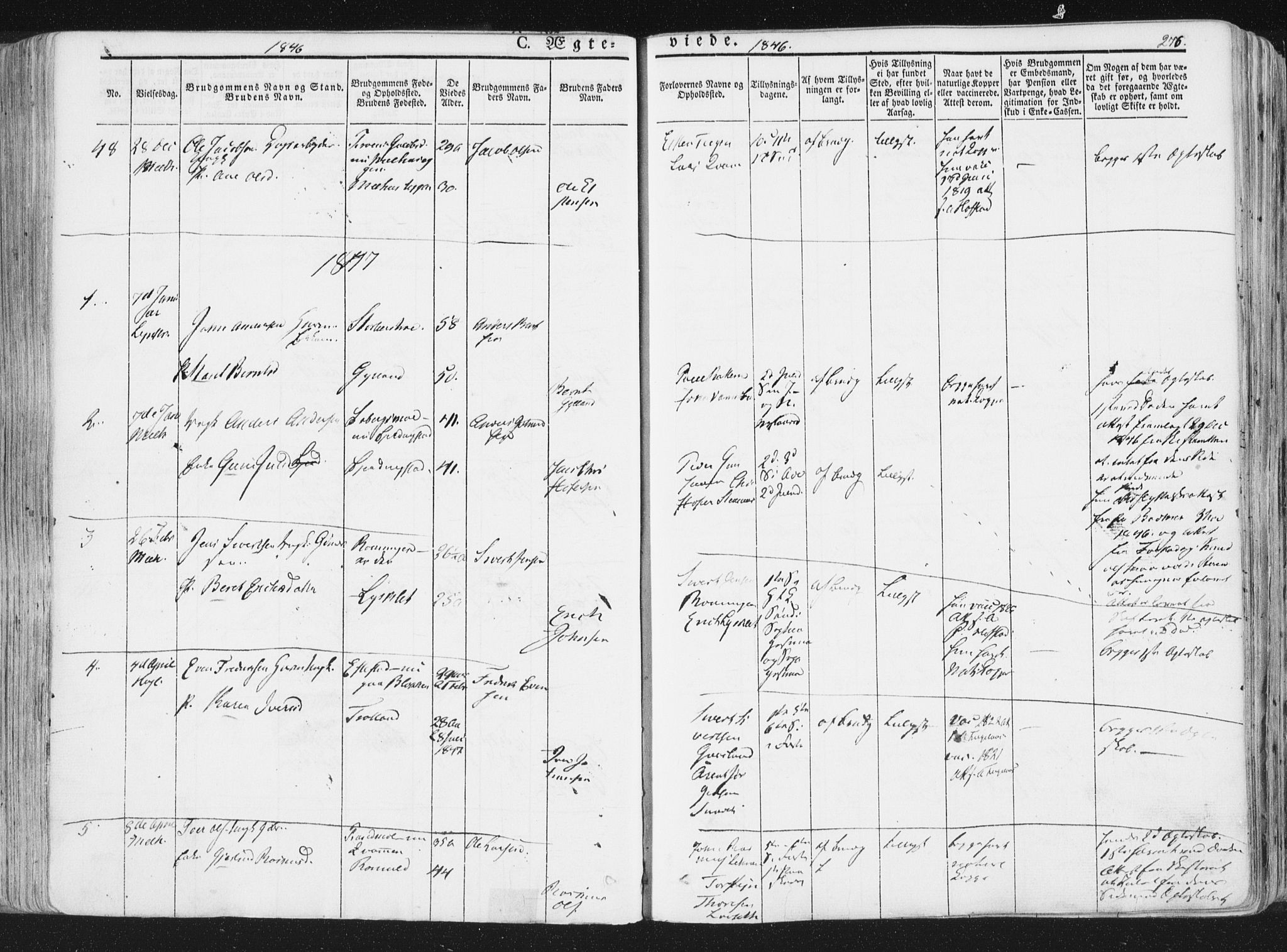 Ministerialprotokoller, klokkerbøker og fødselsregistre - Sør-Trøndelag, SAT/A-1456/691/L1074: Parish register (official) no. 691A06, 1842-1852, p. 276