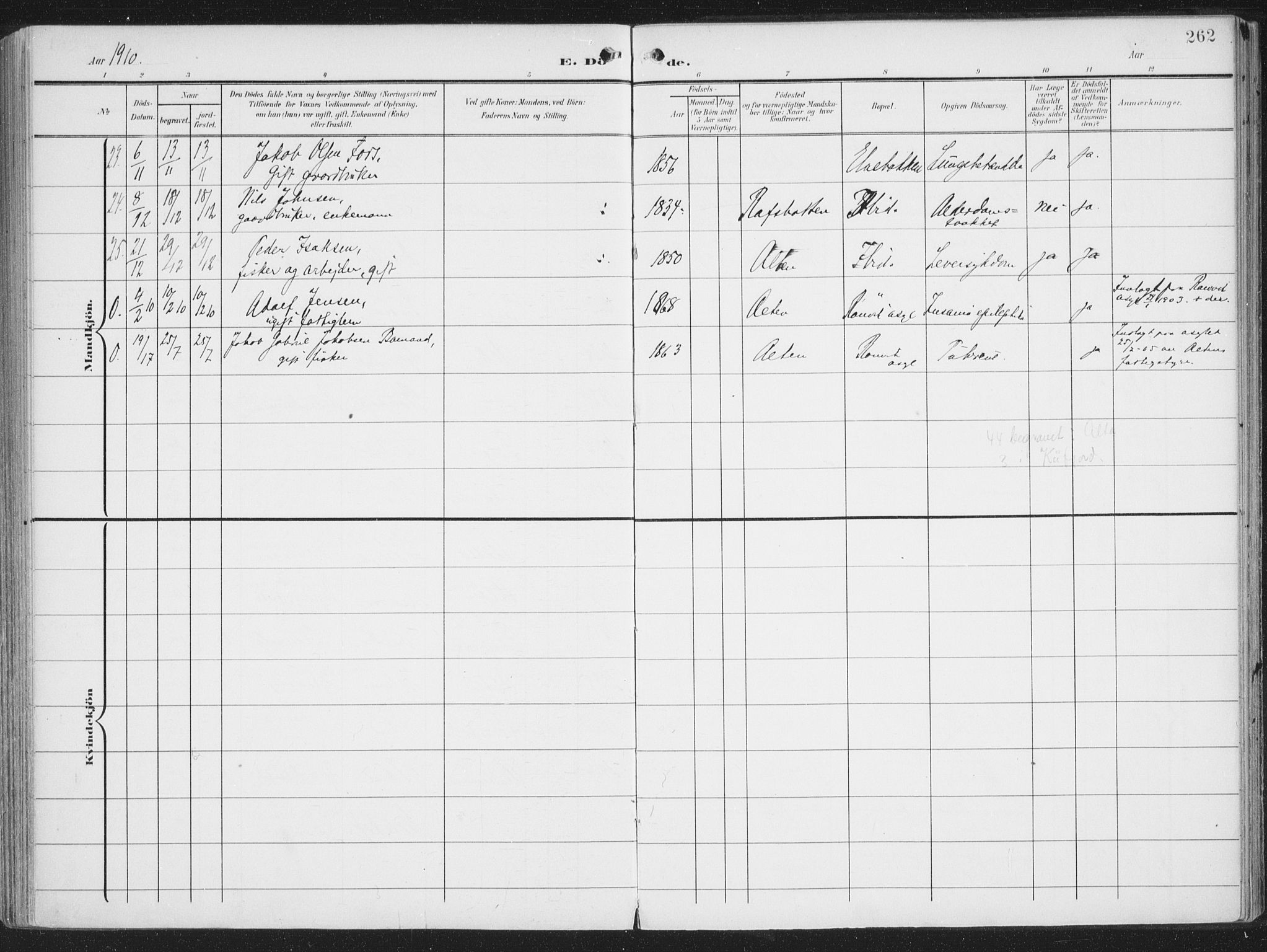 Alta sokneprestkontor, SATØ/S-1338/H/Ha/L0005.kirke: Parish register (official) no. 5, 1904-1918, p. 262