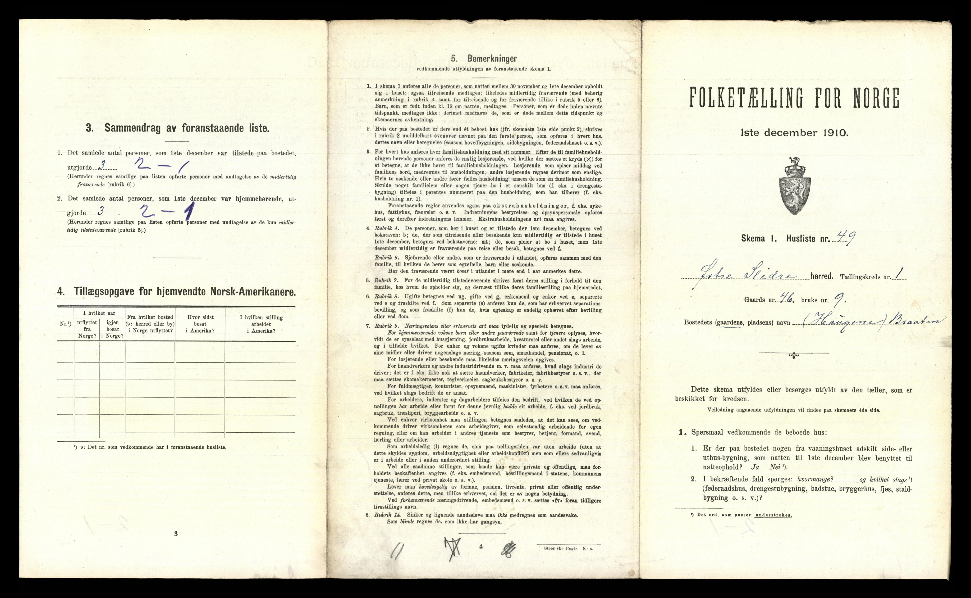 RA, 1910 census for Øystre Slidre, 1910, p. 136