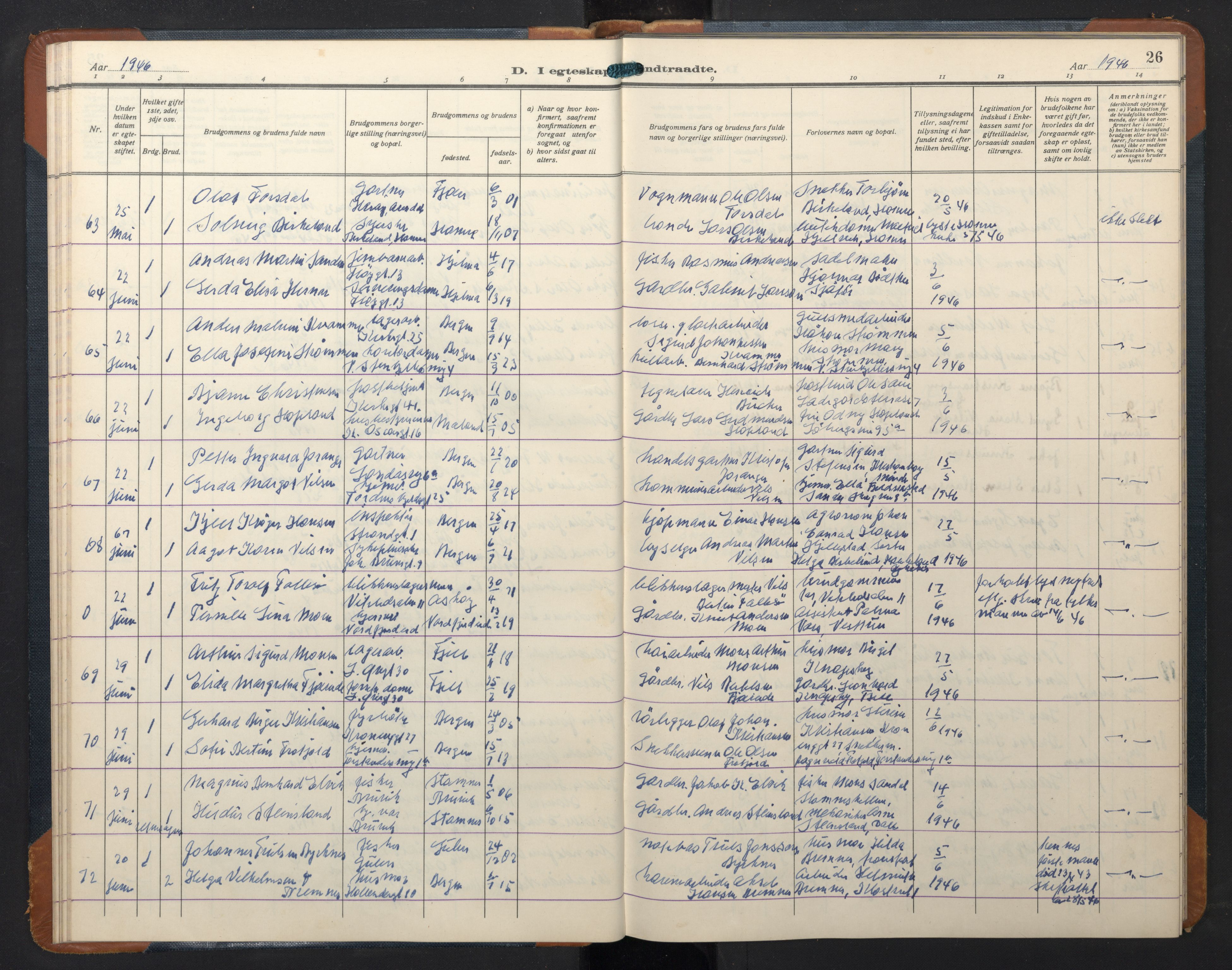 Korskirken sokneprestembete, AV/SAB-A-76101/H/Hab: Parish register (copy) no. D 6, 1944-1956, p. 25b-26a