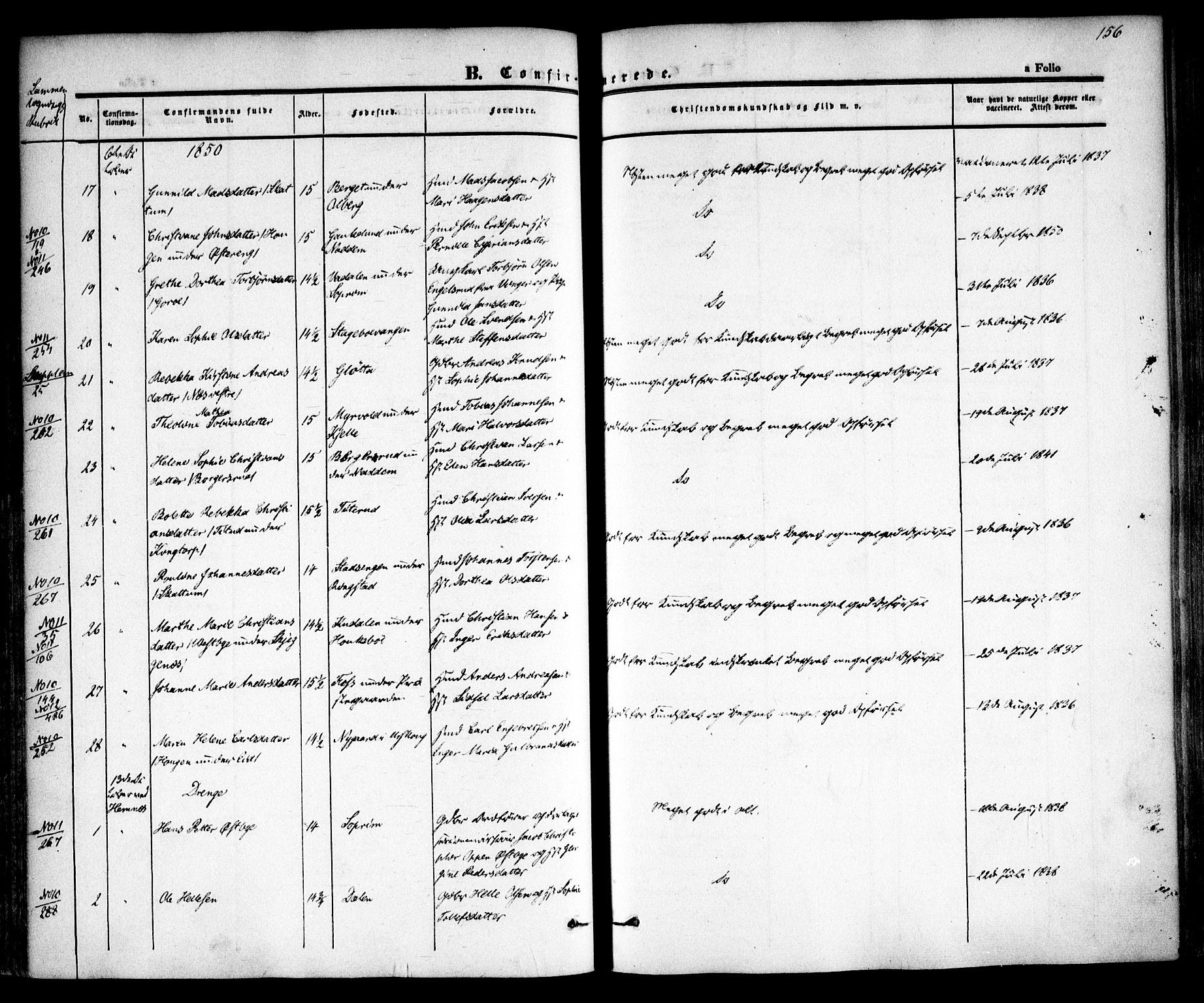 Høland prestekontor Kirkebøker, AV/SAO-A-10346a/F/Fa/L0009: Parish register (official) no. I 9, 1846-1853, p. 156