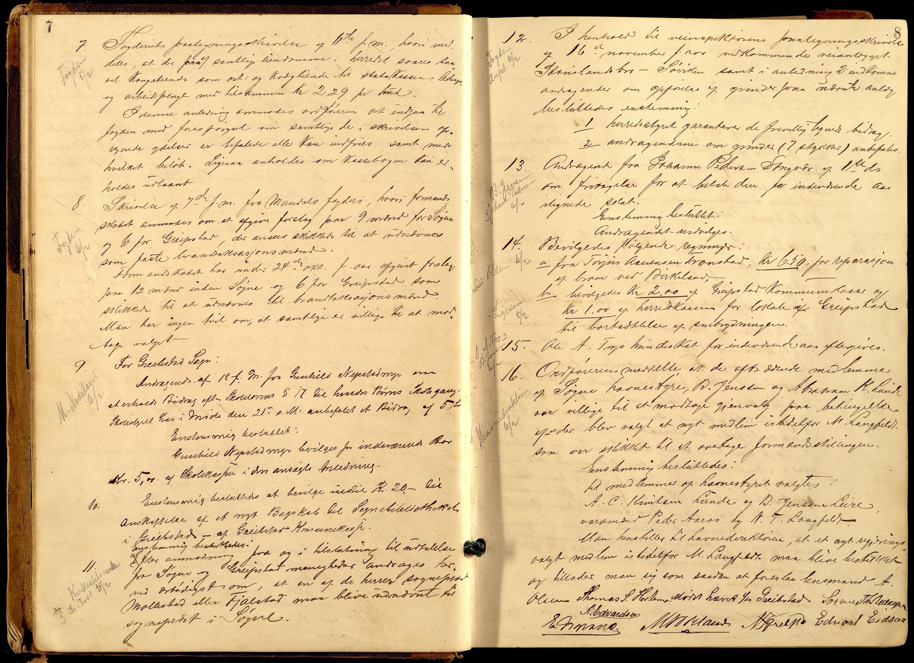 Søgne og Greipstad kommune - Formannskapet, ARKSOR/1018SG120/A/L0006: Møtebok (d), 1901-1909, p. 7-8