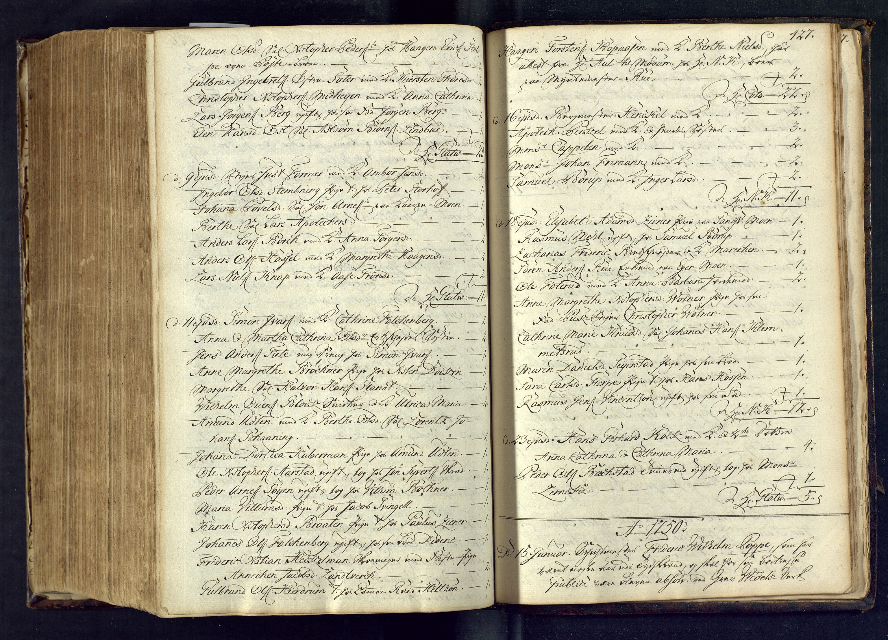 Kongsberg kirkebøker, SAKO/A-22/M/Ma/L0003: Communicants register no. 3, 1745-1750, p. 427