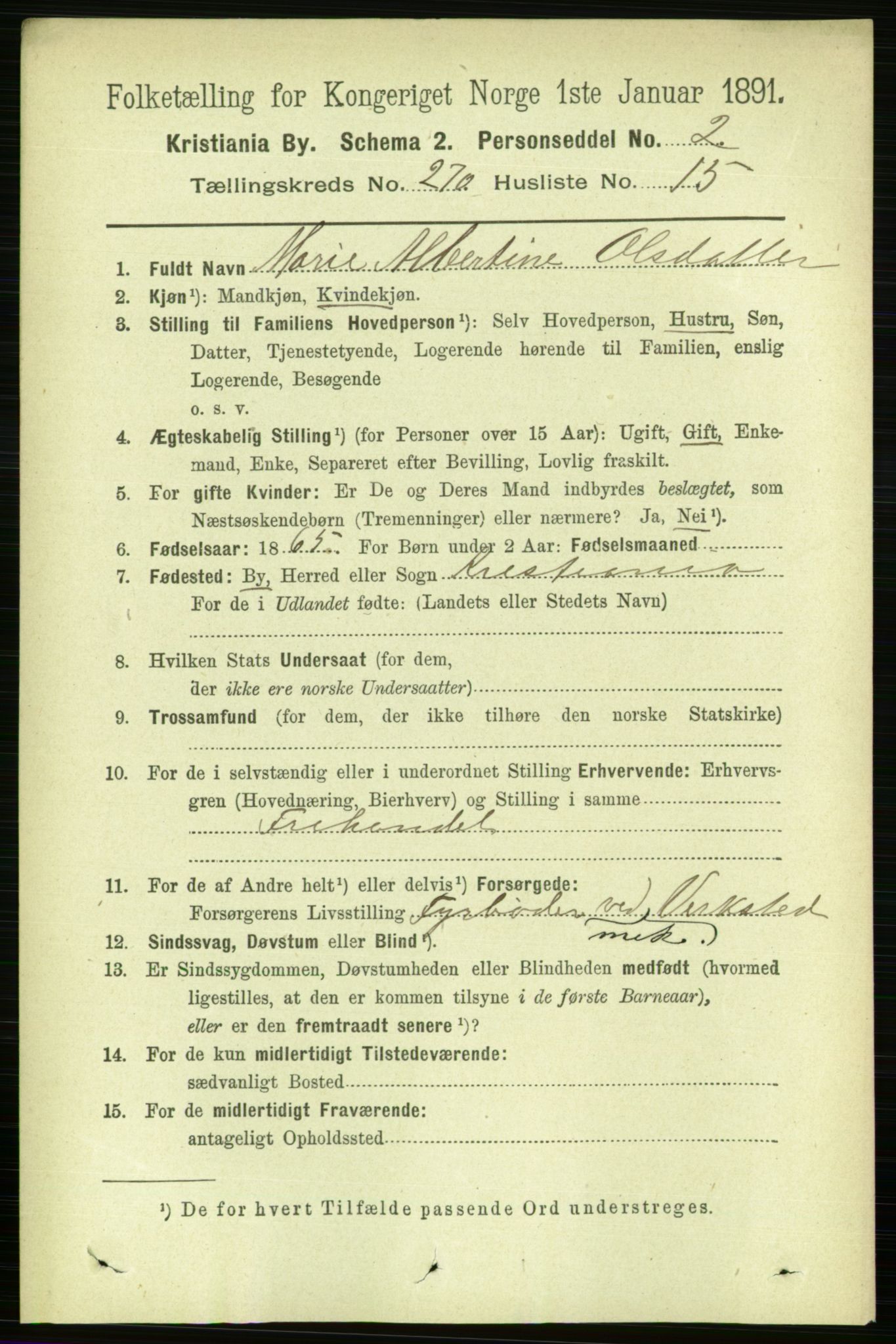 RA, 1891 census for 0301 Kristiania, 1891, p. 164313