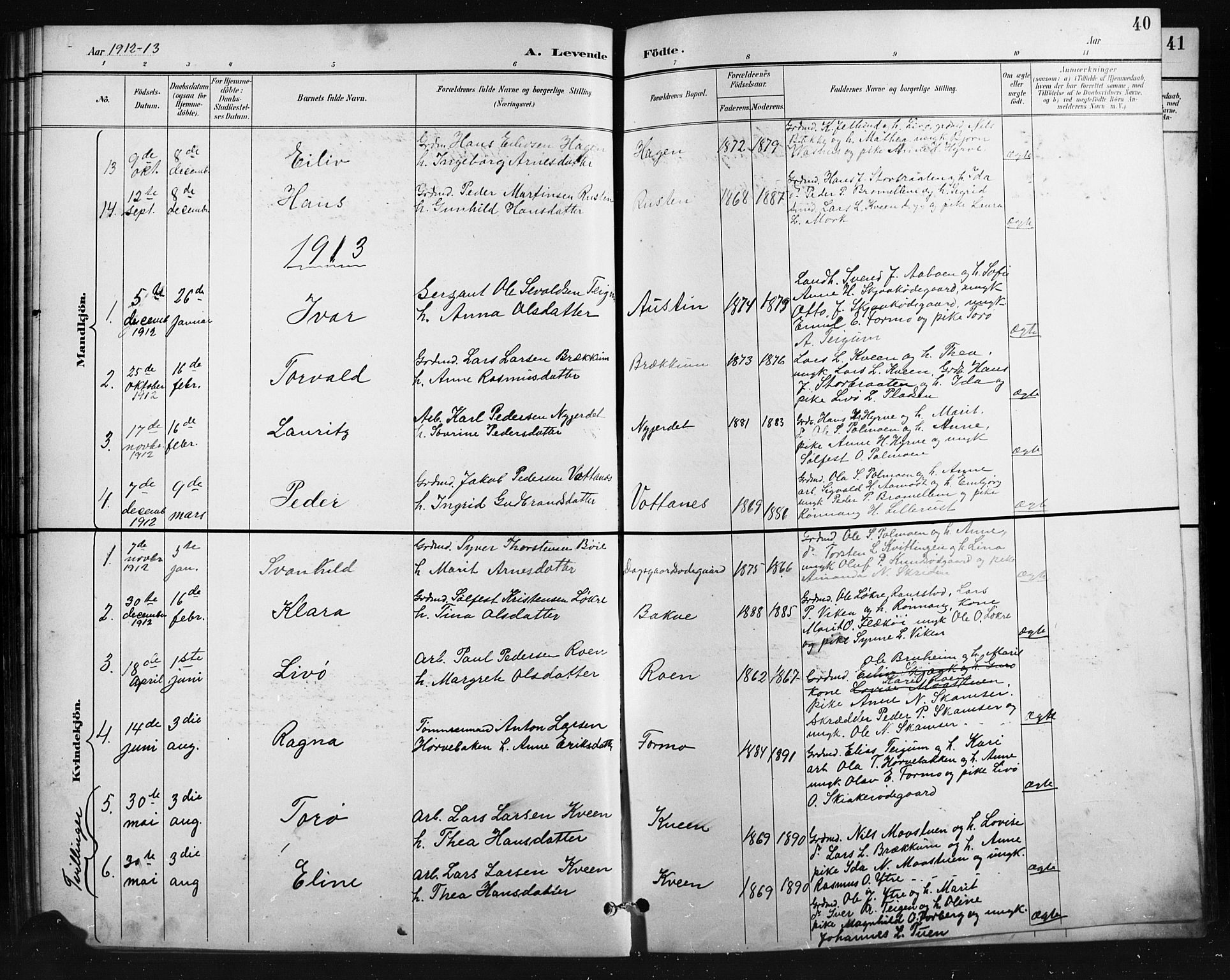 Skjåk prestekontor, SAH/PREST-072/H/Ha/Hab/L0004: Parish register (copy) no. 4, 1895-1921, p. 40